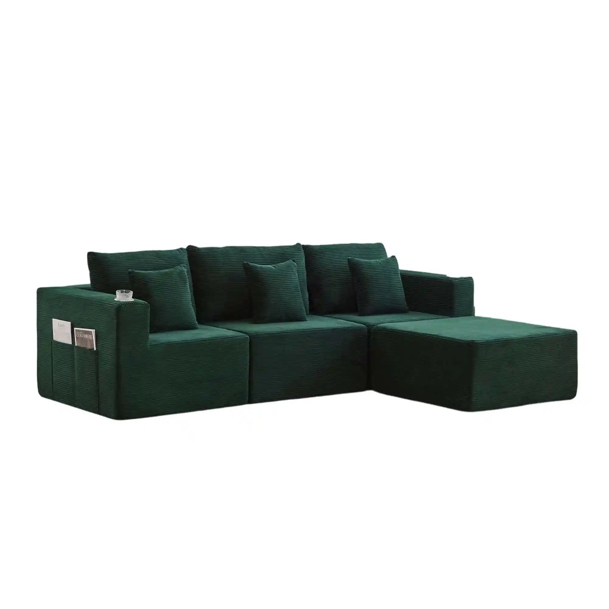 Hestia Compressed Modular Sofa with Cup Holders & Storage