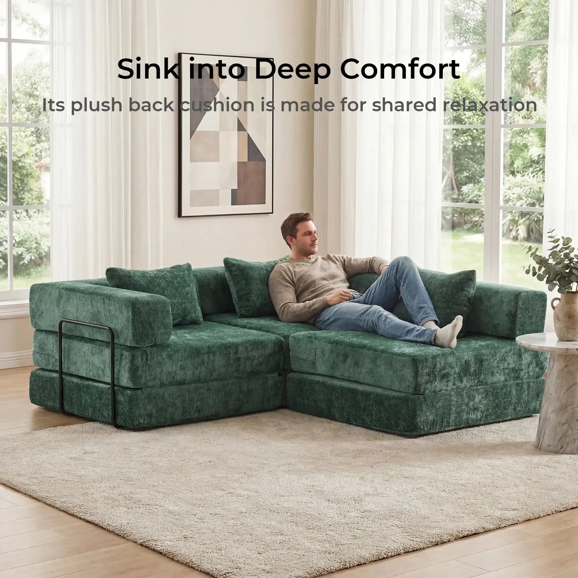 Selene Compressed Modular Sofa Bed-14.2" Seat Height