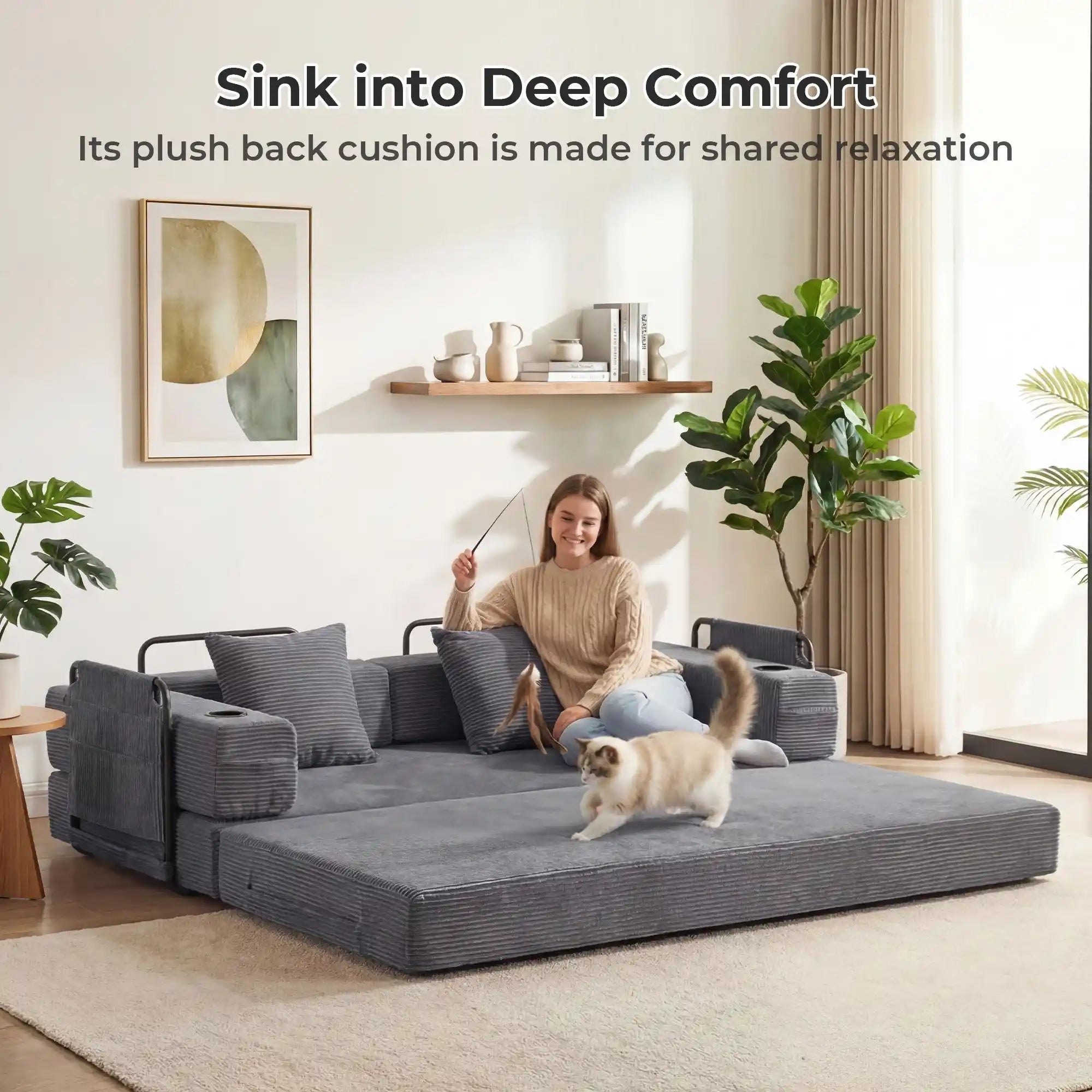 Selene Compressed Modular Sofa Bed-14.2" Seat Height