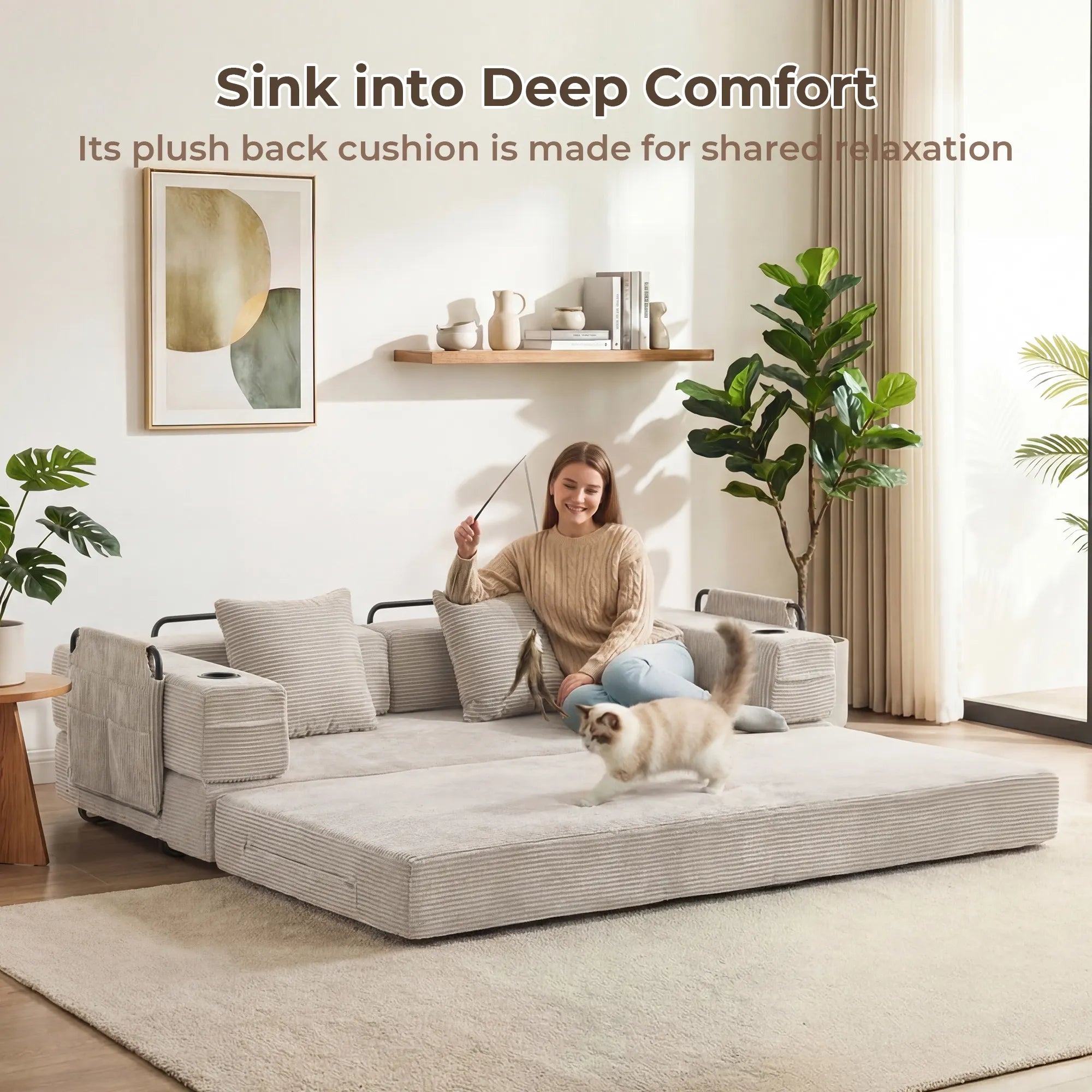 Selene Compressed Modular Sofa Bed-14.2" Seat Height