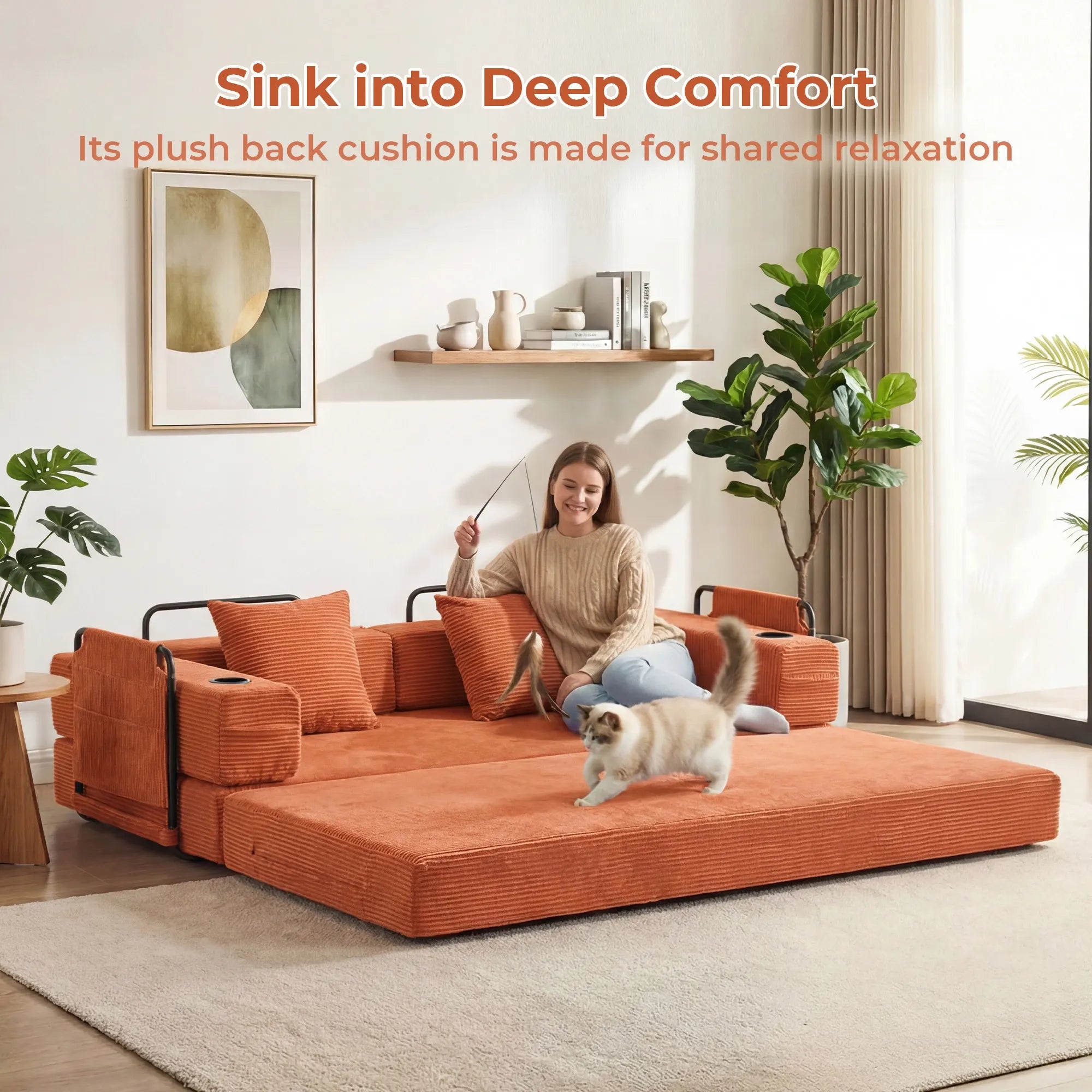 Selene Compressed Modular Sofa Bed-14.2" Seat Height