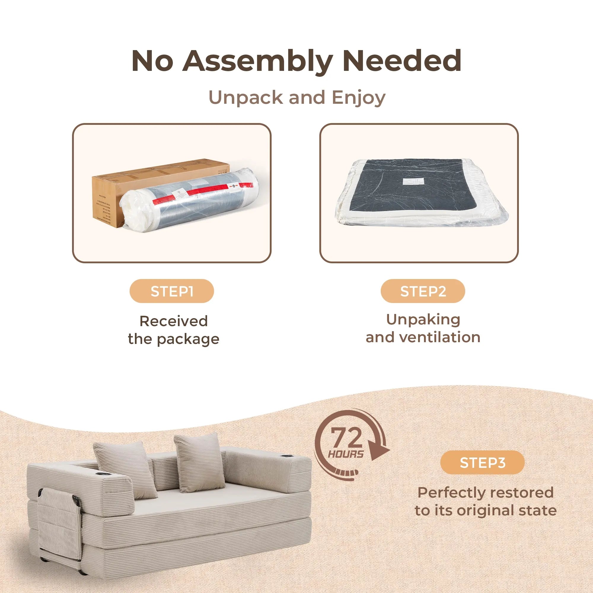 Selene Compressed Modular Sofa Bed-14.2" Seat Height