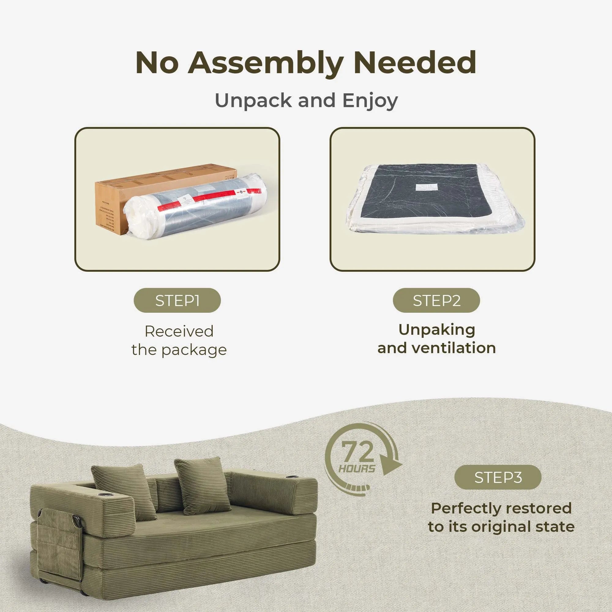 Selene Compressed Modular Sofa Bed-14.2" Seat Height