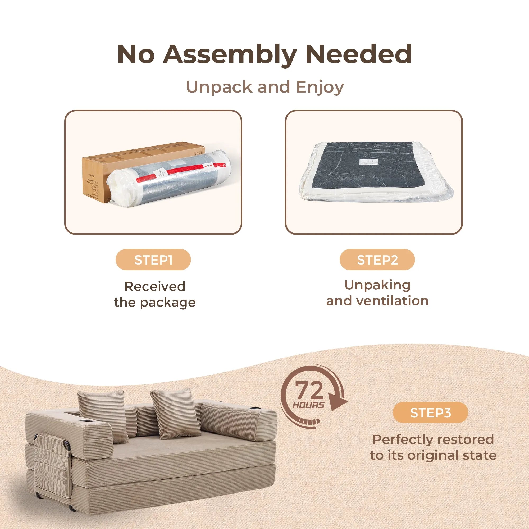 Selene Compressed Modular Sofa Bed-14.2" Seat Height