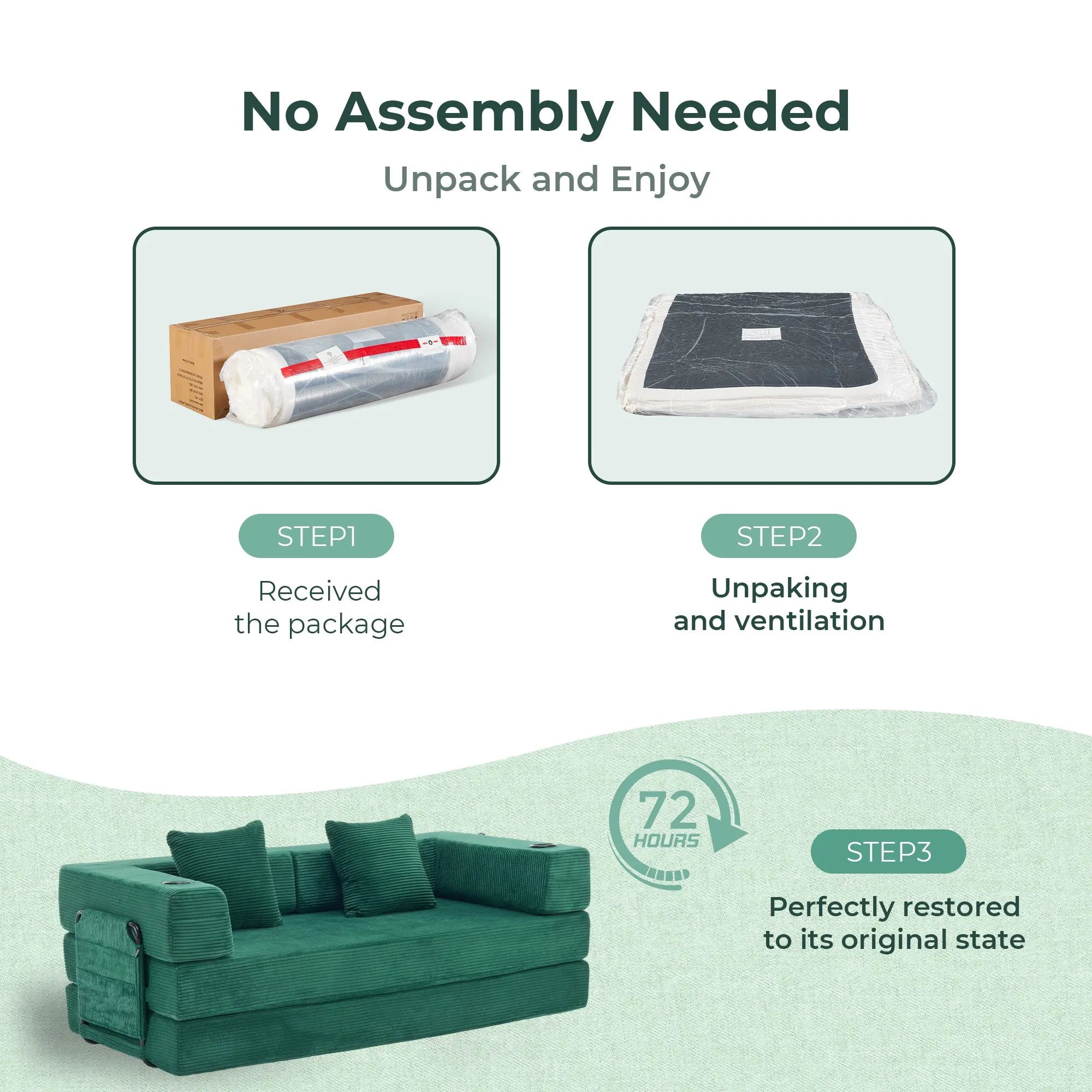 Selene Compressed Modular Sofa Bed-14.2" Seat Height