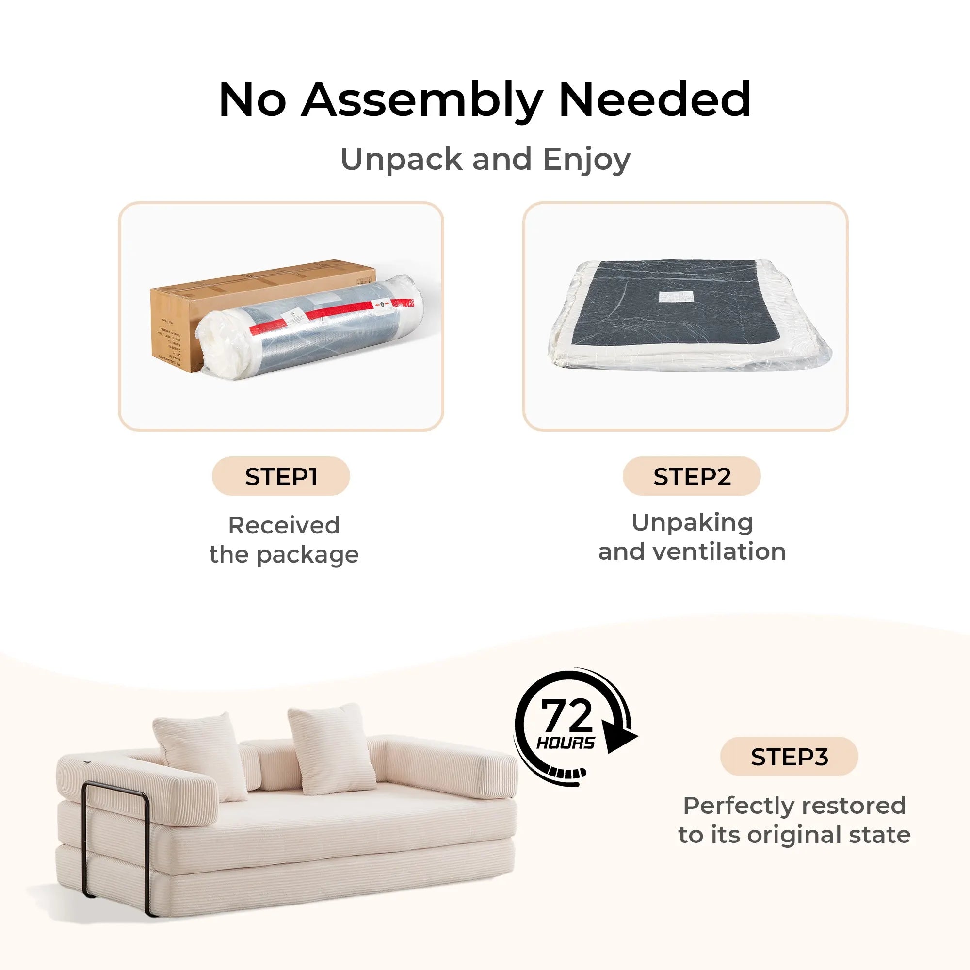 Selene Compressed Modular Sofa Bed-14.2" Seat Height