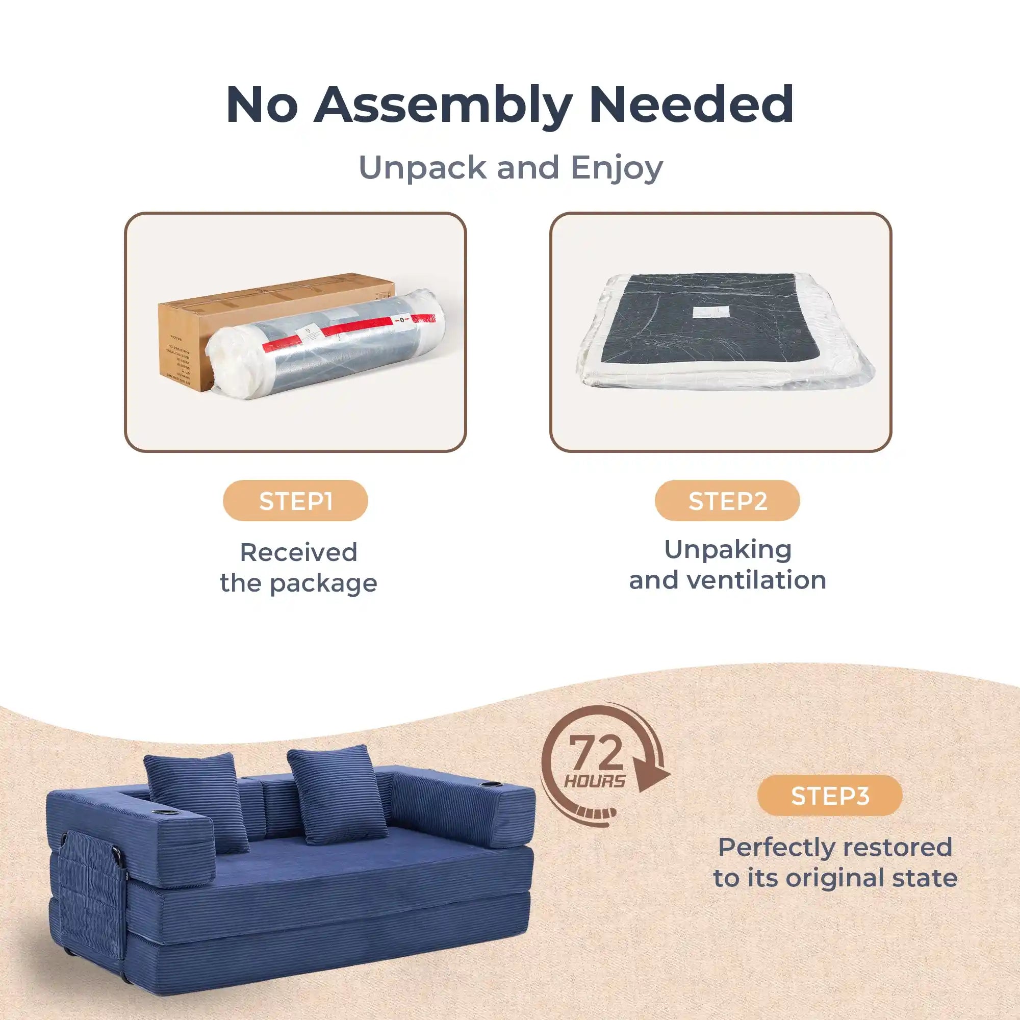 Selene Compressed Modular Sofa Bed-14.2" Seat Height