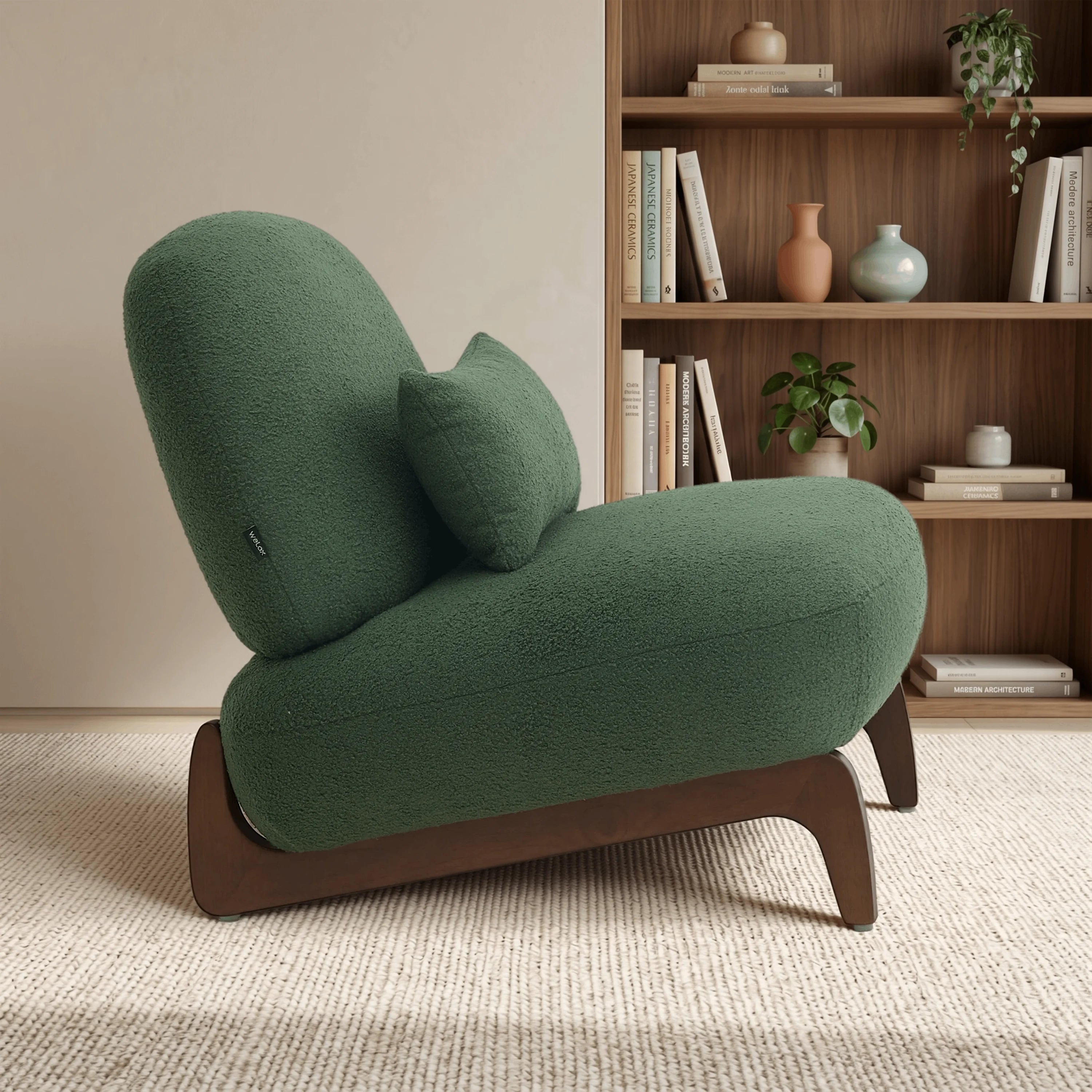 Cloud Nest Modern Boucle Accent chair with Wood Frame
