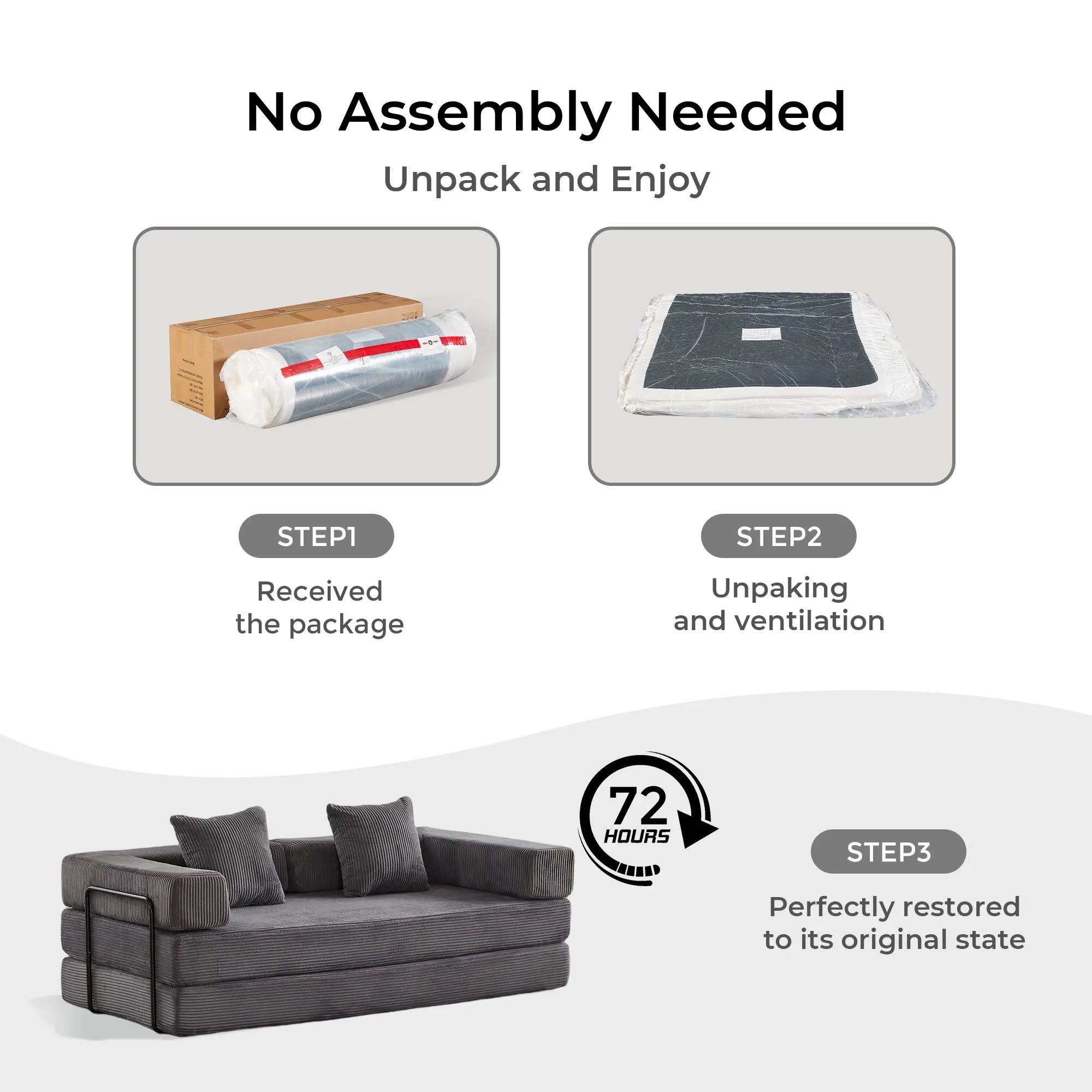 Selene Compressed Modular Sofa Bed-14.2" Seat Height