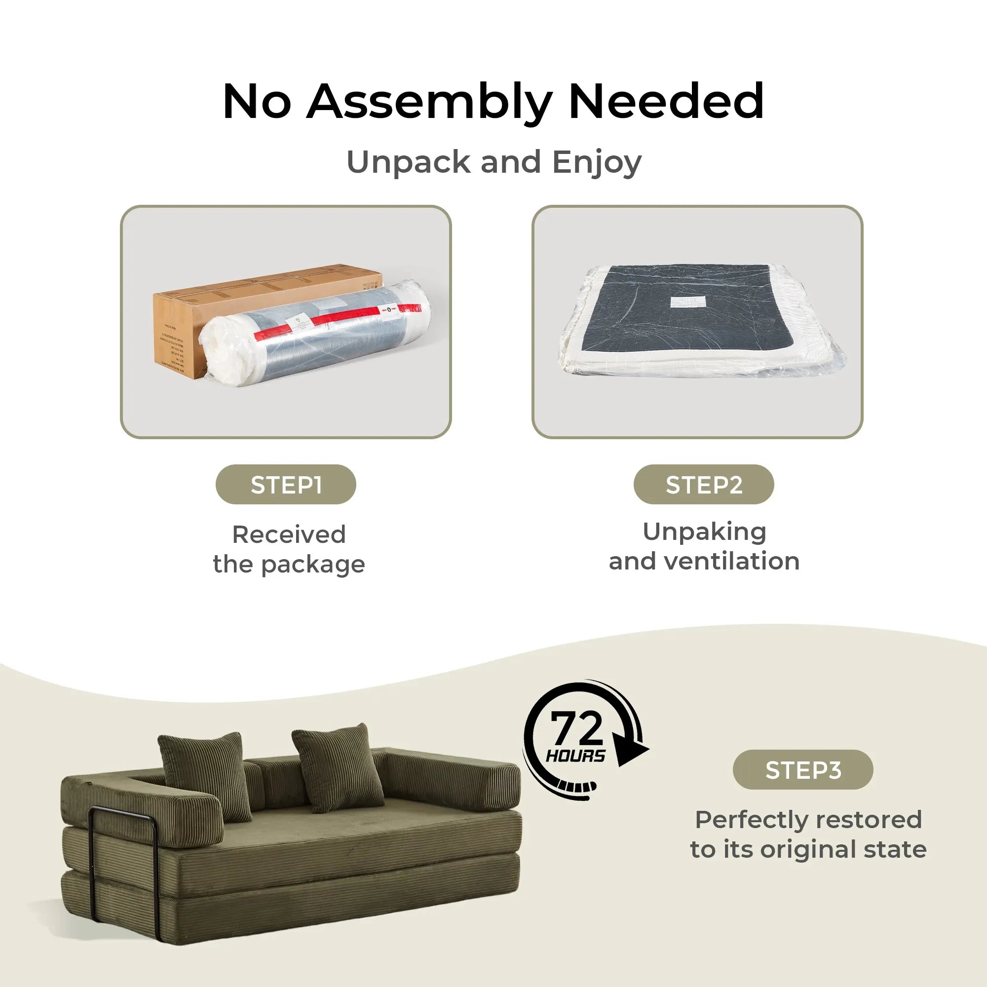 Selene Compressed Modular Sofa Bed-14.2" Seat Height