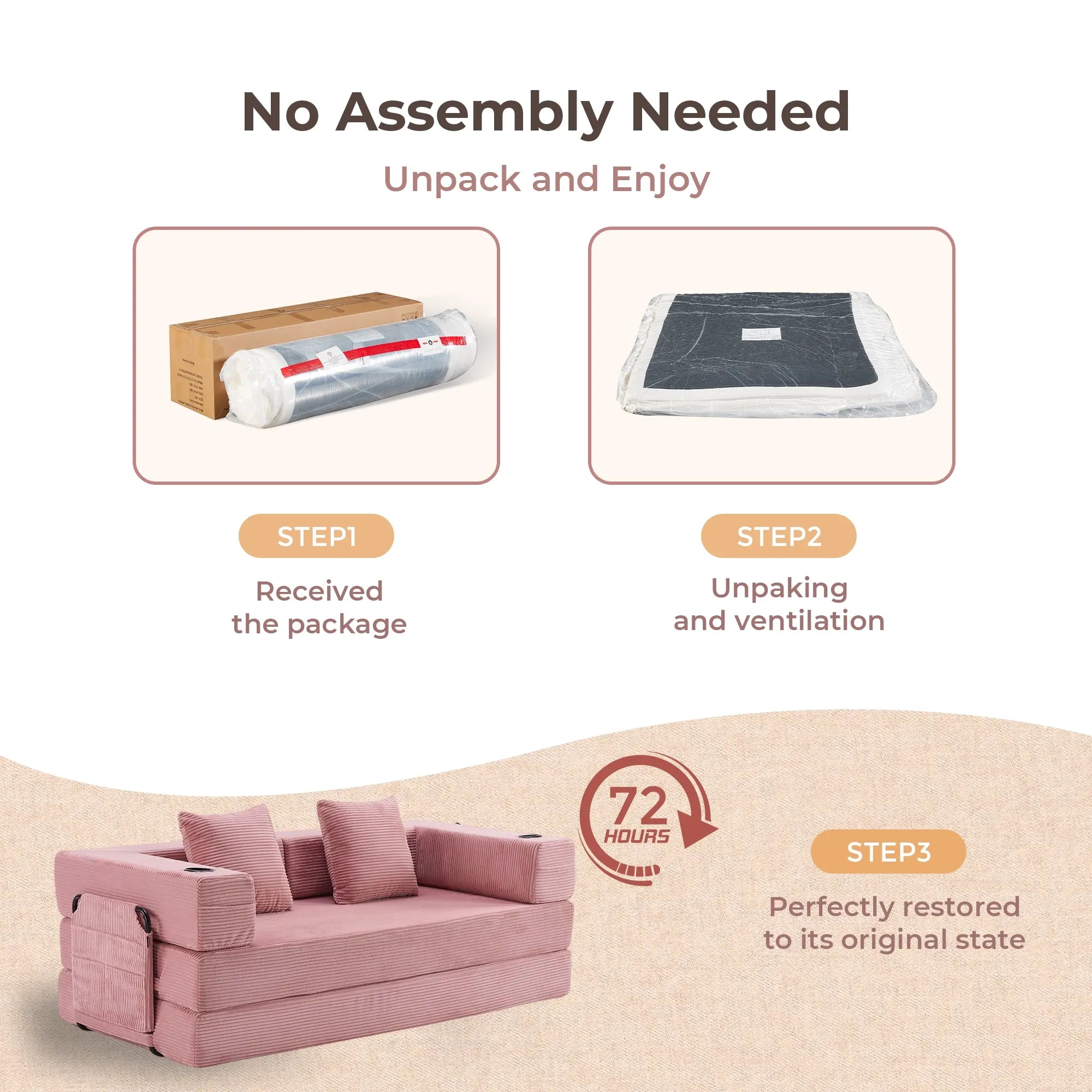 Selene Compressed Modular Sofa Bed-14.2" Seat Height