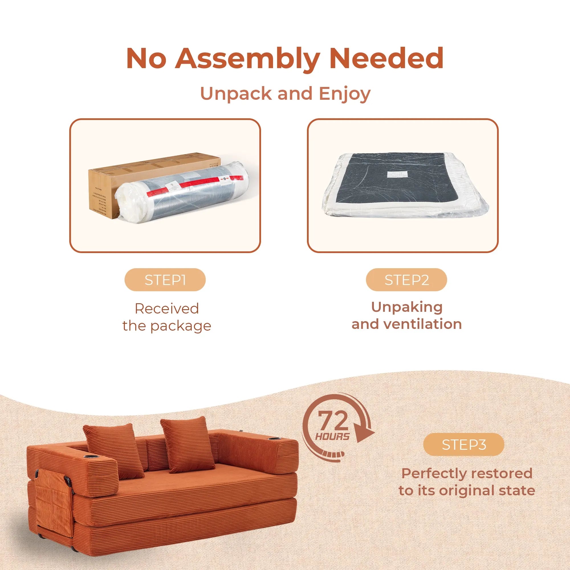 Selene Compressed Modular Sofa Bed-14.2" Seat Height