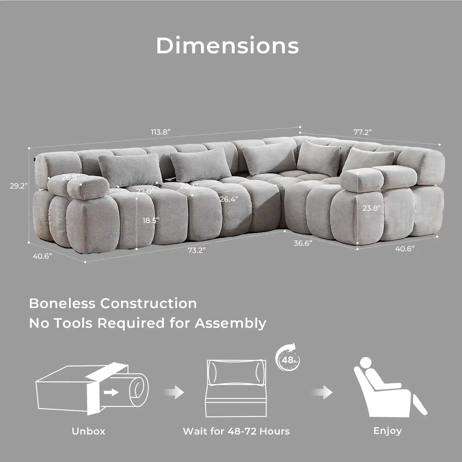 Dionysus Luxury Design Compressed Sectional Sofa