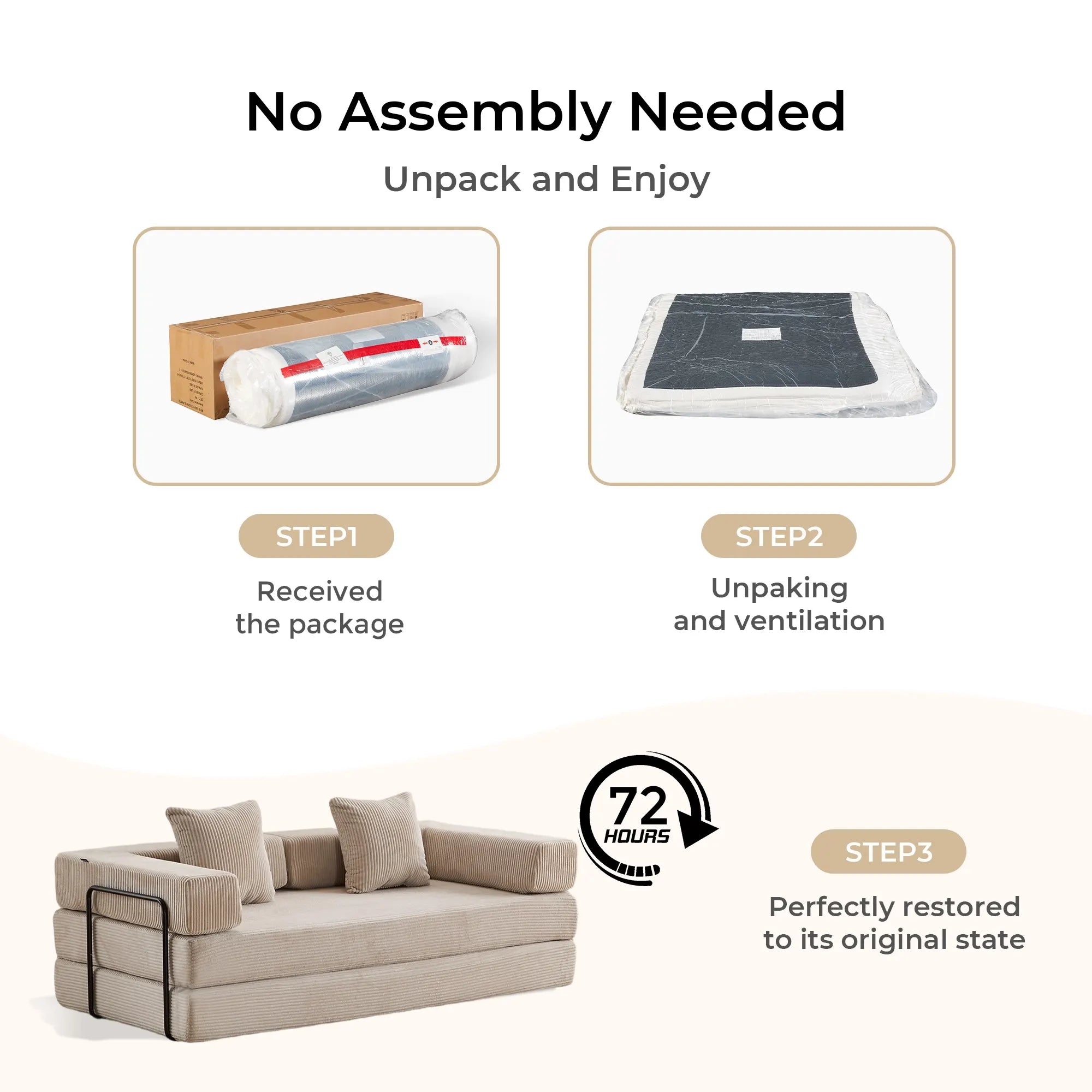 Selene Compressed Modular Sofa Bed-14.2" Seat Height