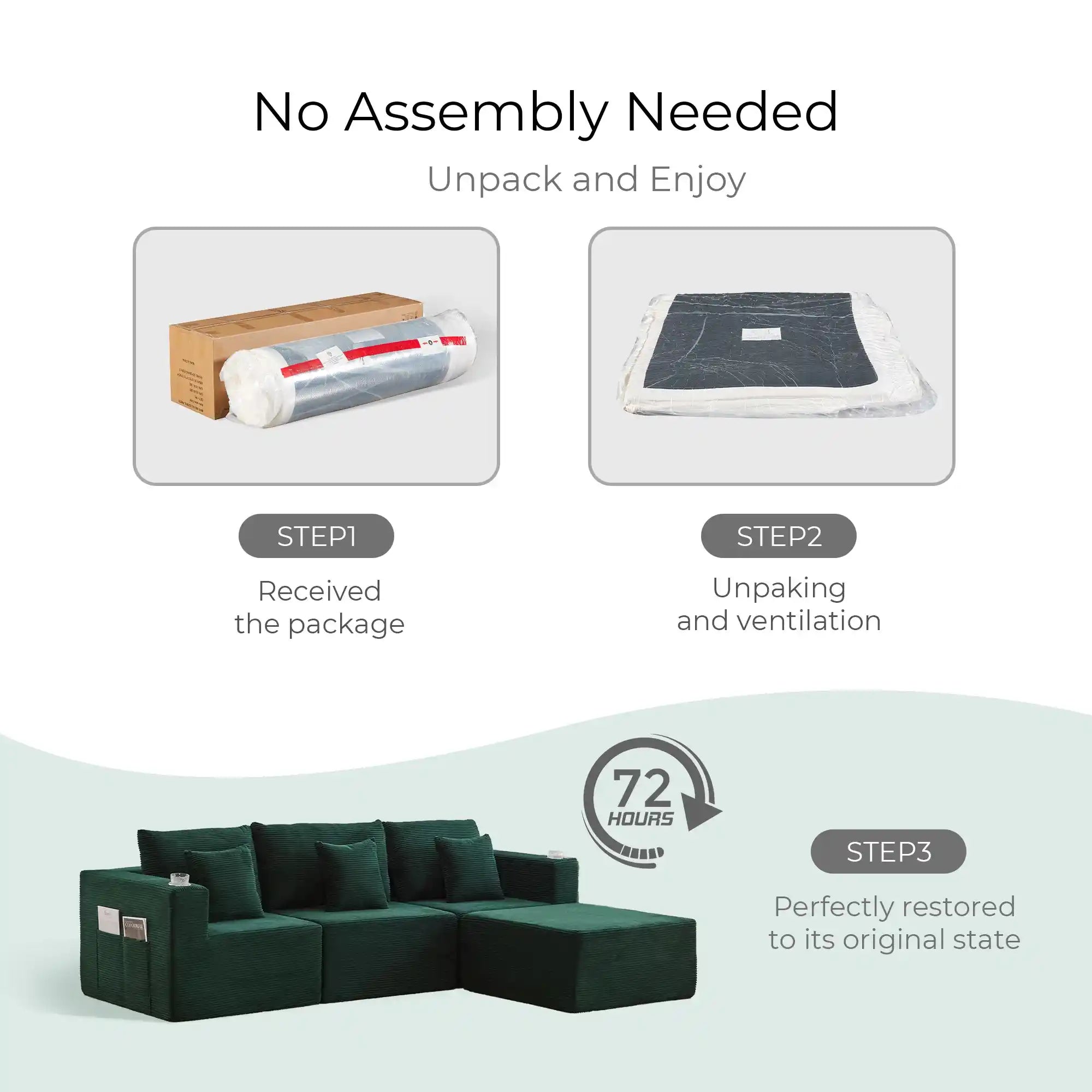 Hestia Compressed Modular Sofa with Cup Holders & Storage