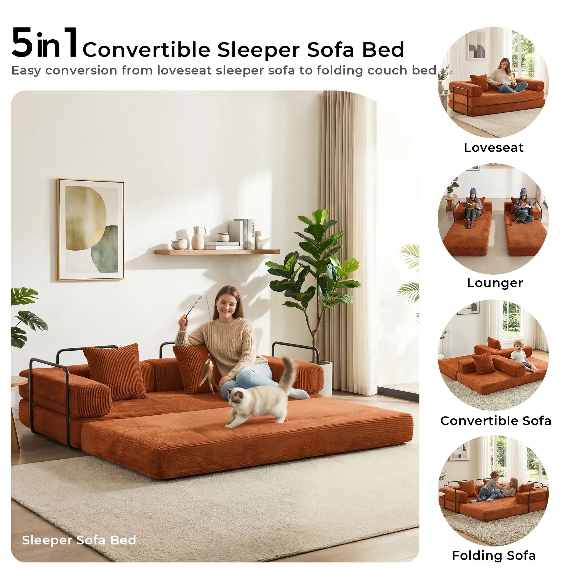 Selene Compressed Modular Sofa Bed-14.2" Seat Height