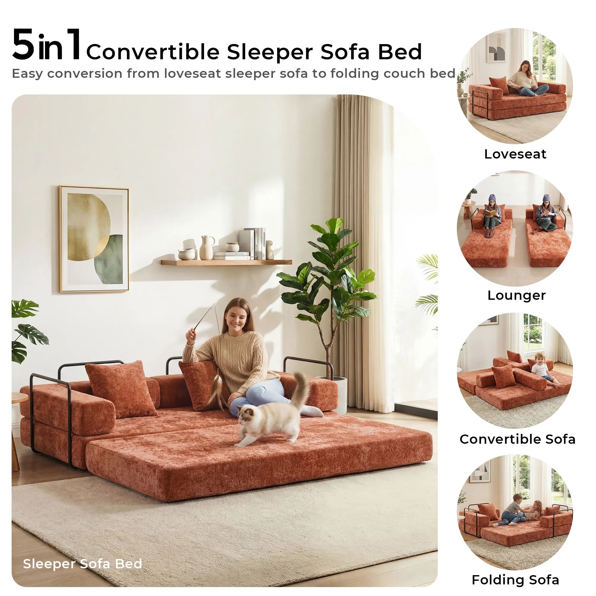 Selene Compressed Modular Sofa Bed-14.2" Seat Height