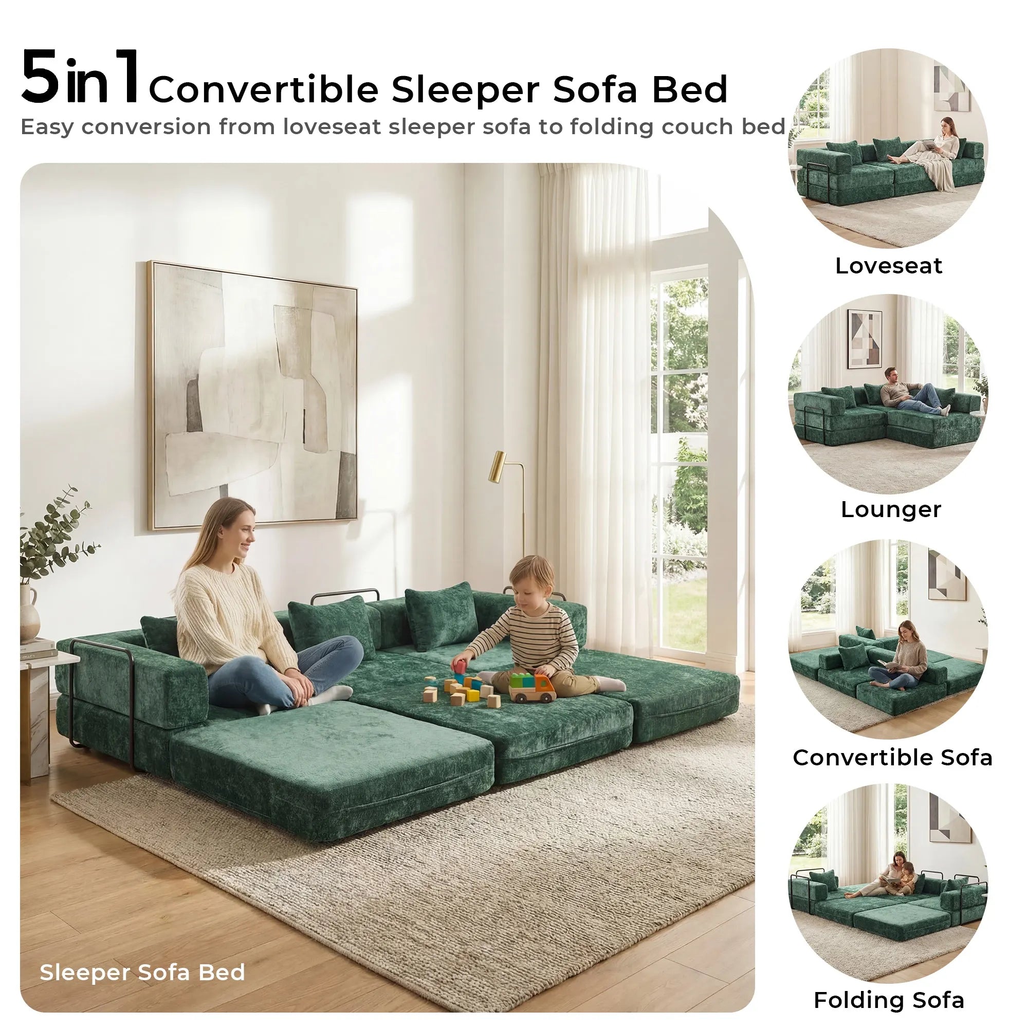 Selene Three-Seater Compressed Modular Sofa -14.2" Seat Height