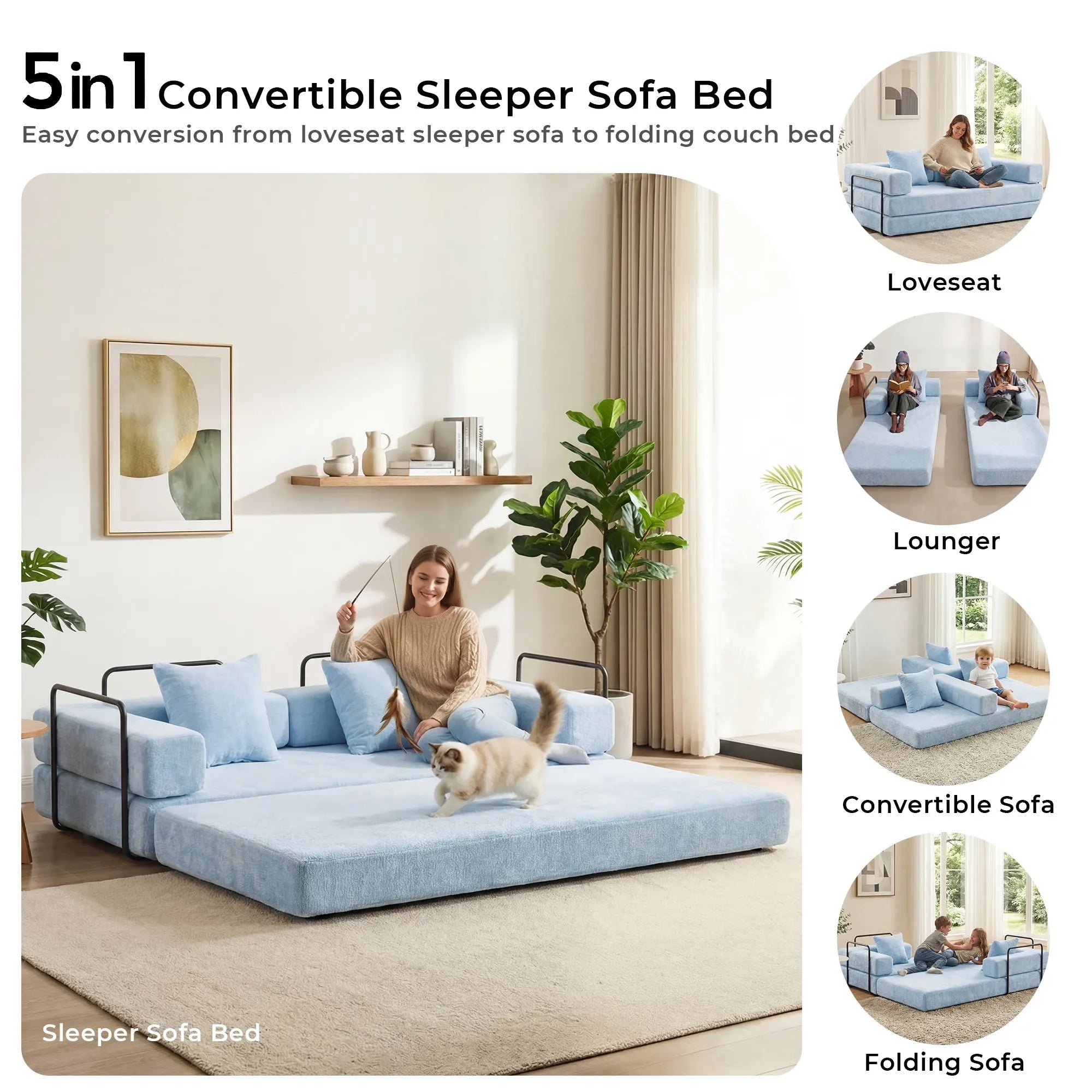 Selene Compressed Modular Sofa Bed-14.2" Seat Height