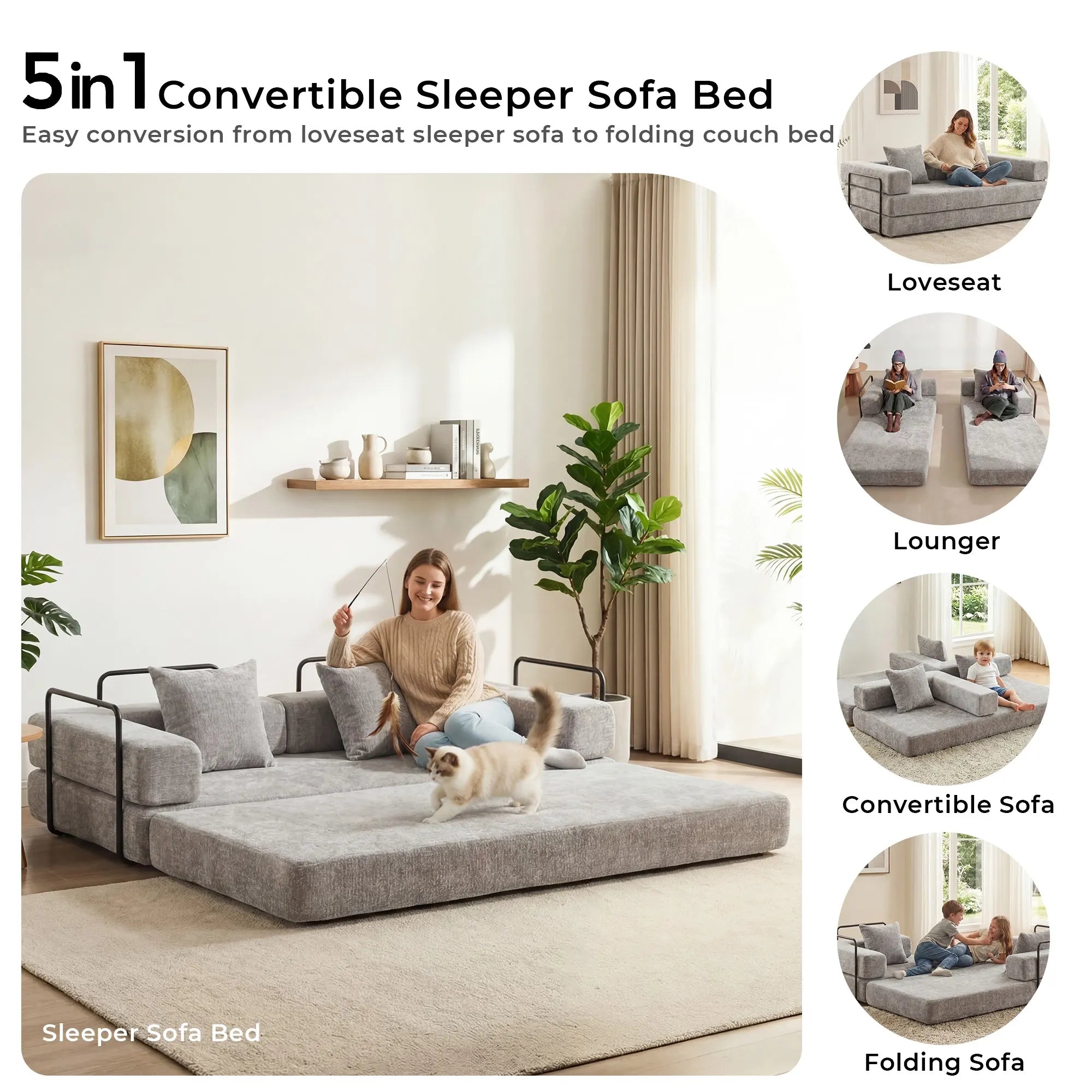 Selene Compressed Modular Sofa Bed-14.2" Seat Height