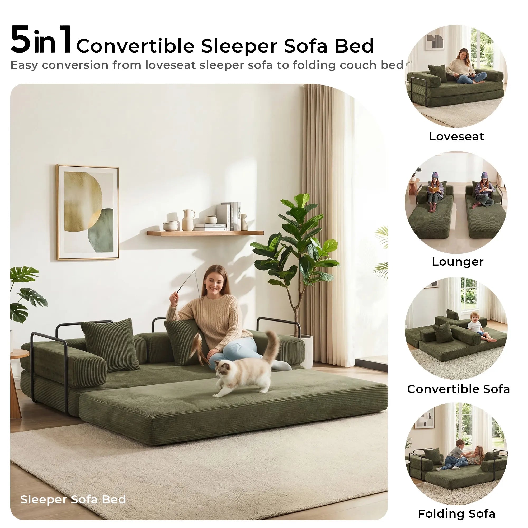 Selene Compressed Modular Sofa Bed-14.2" Seat Height