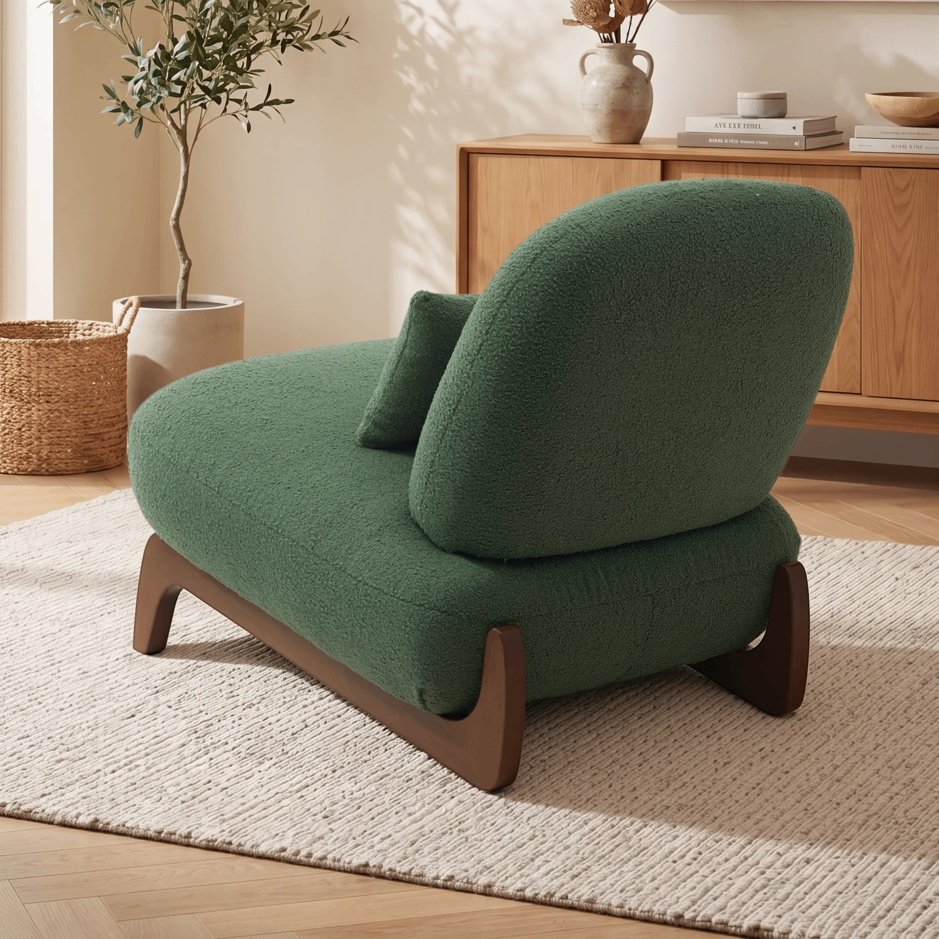 Cloud Nest Modern Boucle Accent chair with Wood Frame