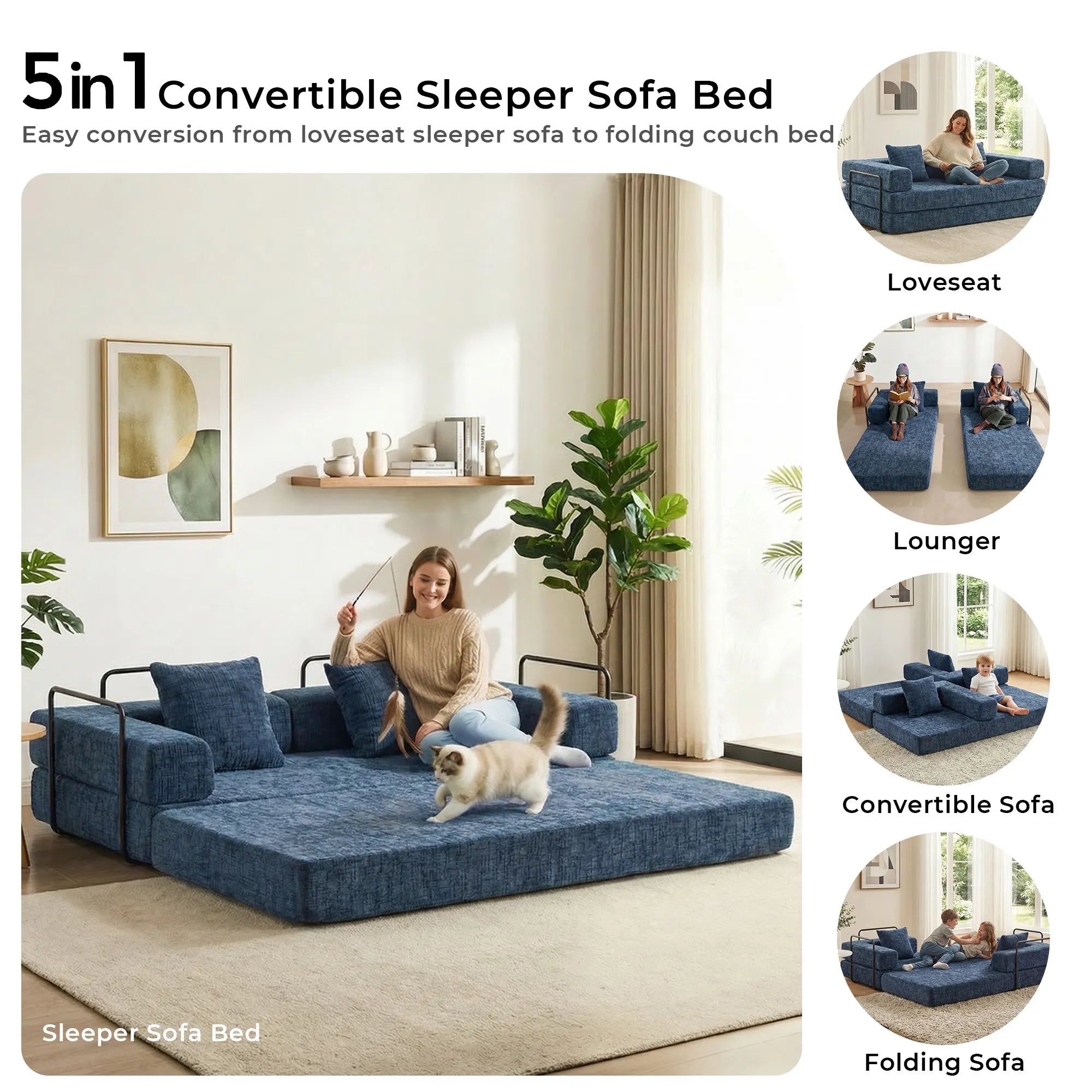 Selene Compressed Modular Sofa Bed-14.2" Seat Height