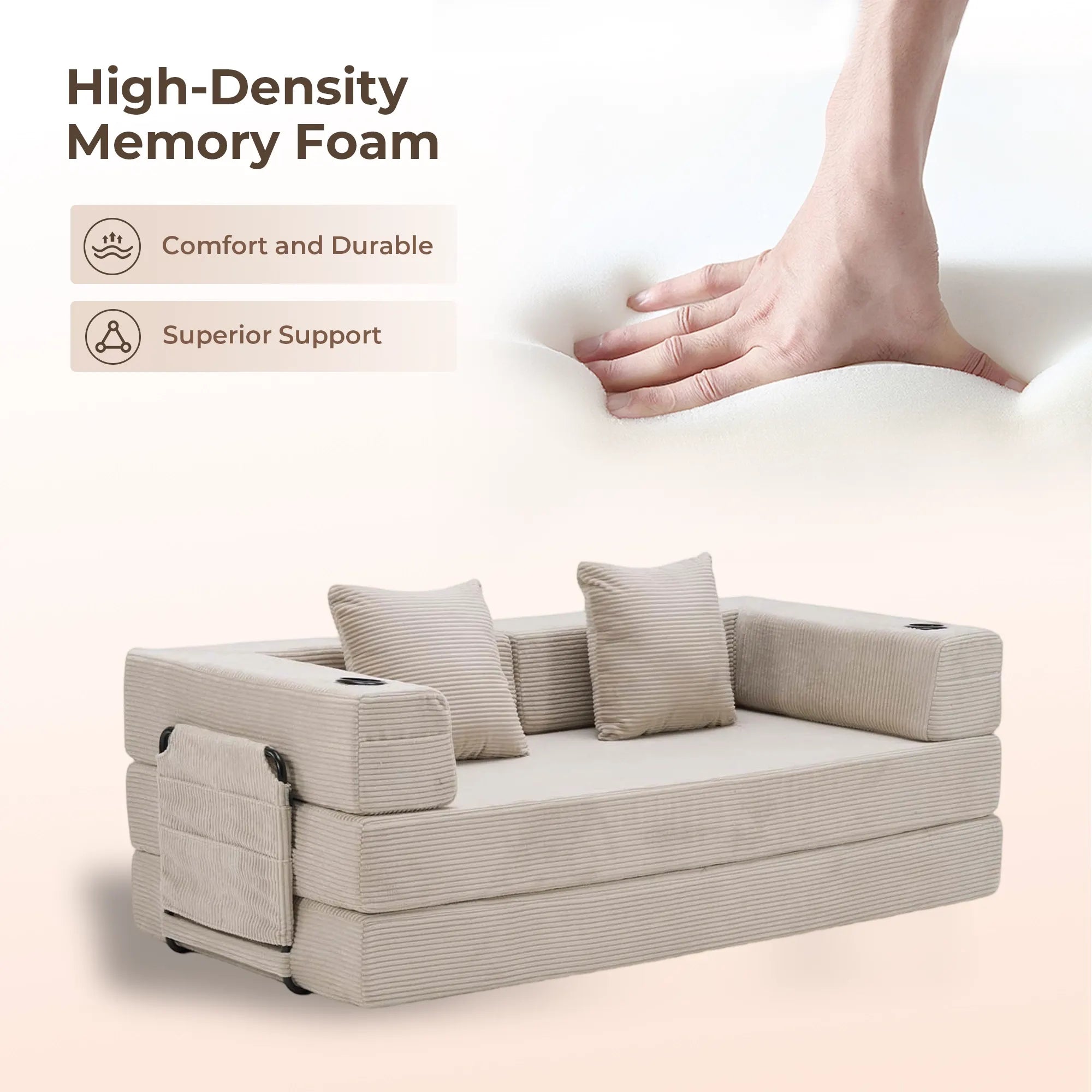 Selene Compressed Modular Sofa Bed-14.2" Seat Height