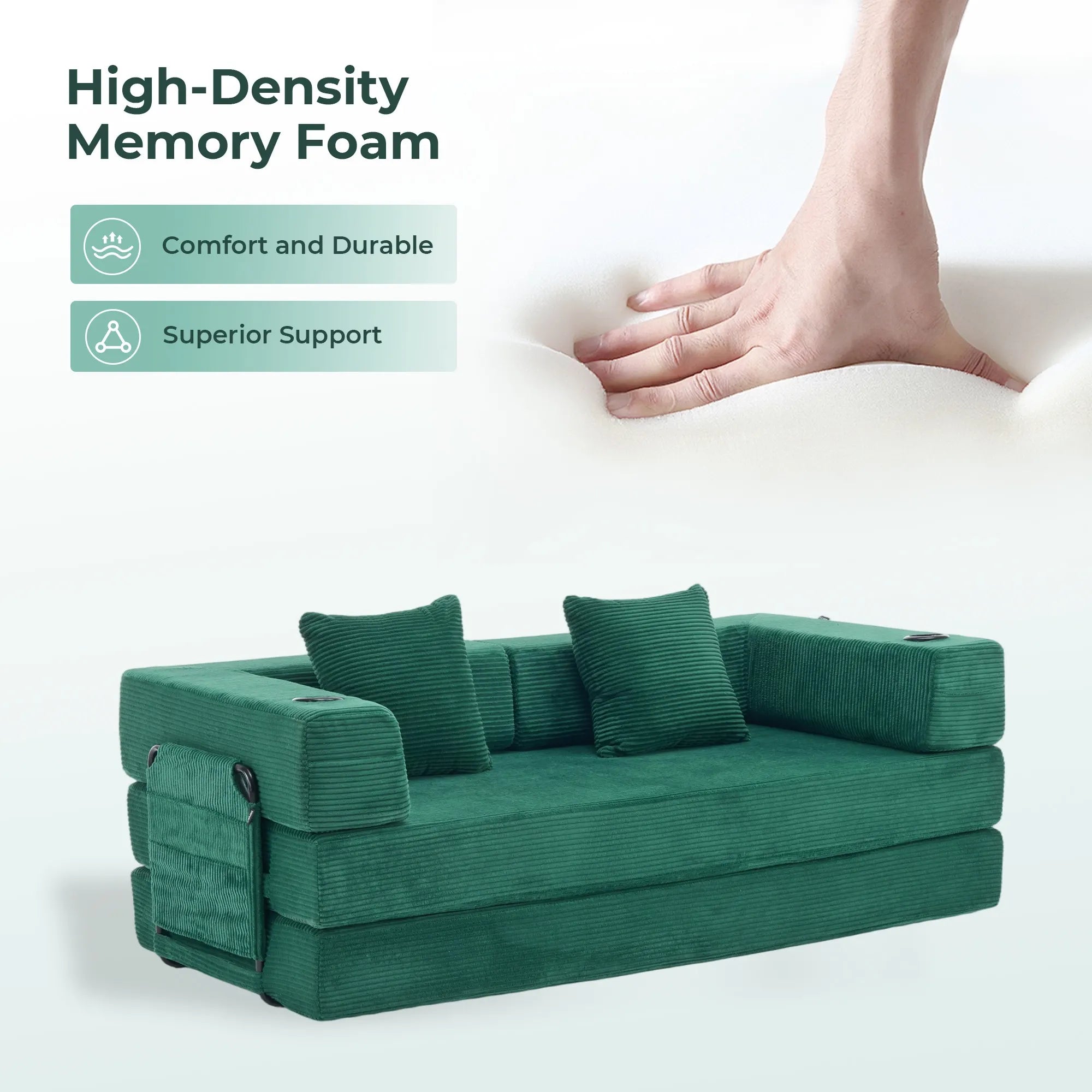 Selene Compressed Modular Sofa Bed-14.2" Seat Height