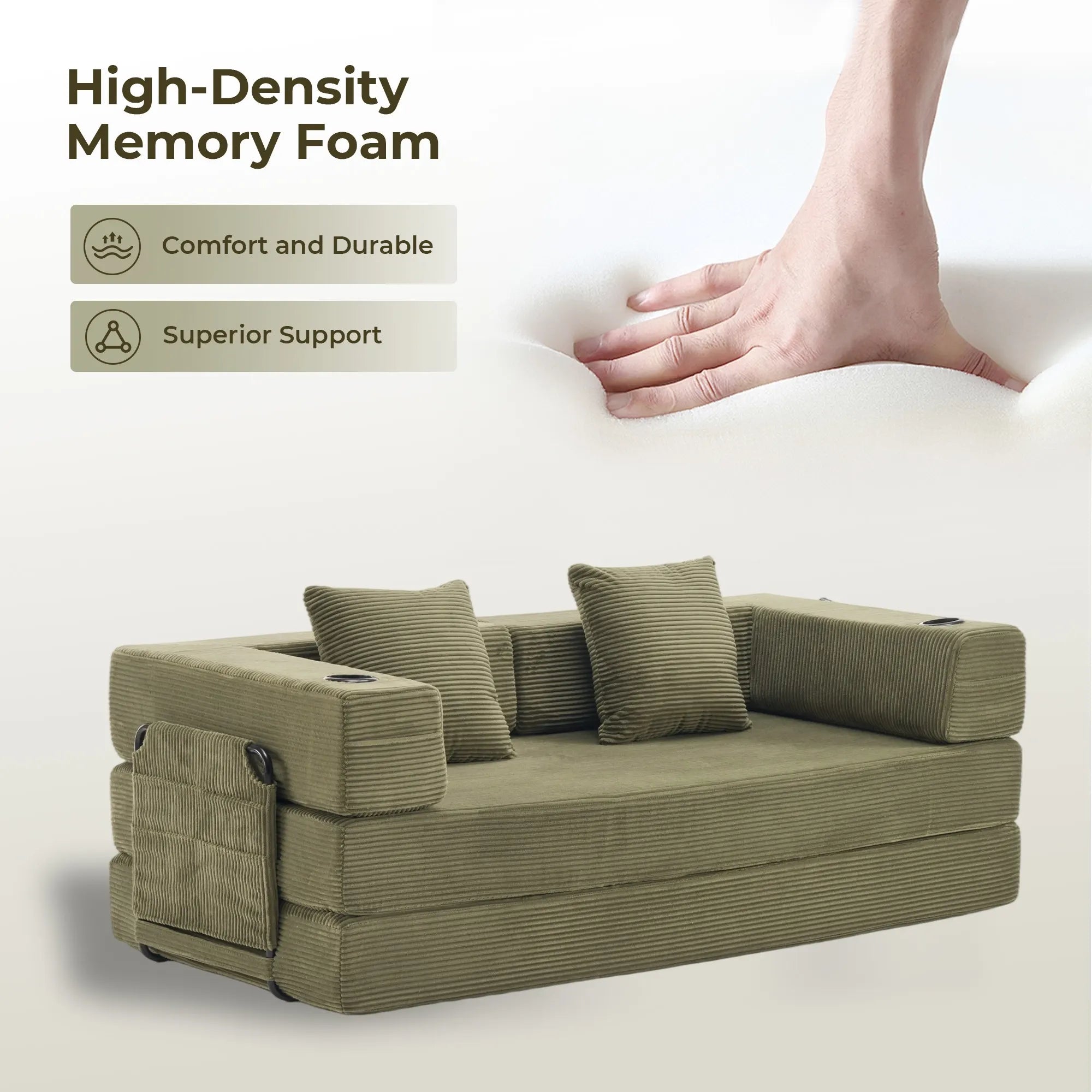 Selene Compressed Modular Sofa Bed-14.2" Seat Height