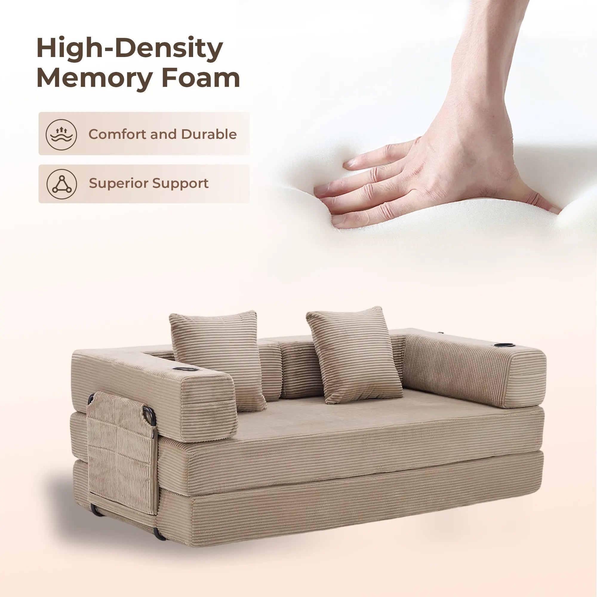 Selene Compressed Modular Sofa Bed-14.2" Seat Height