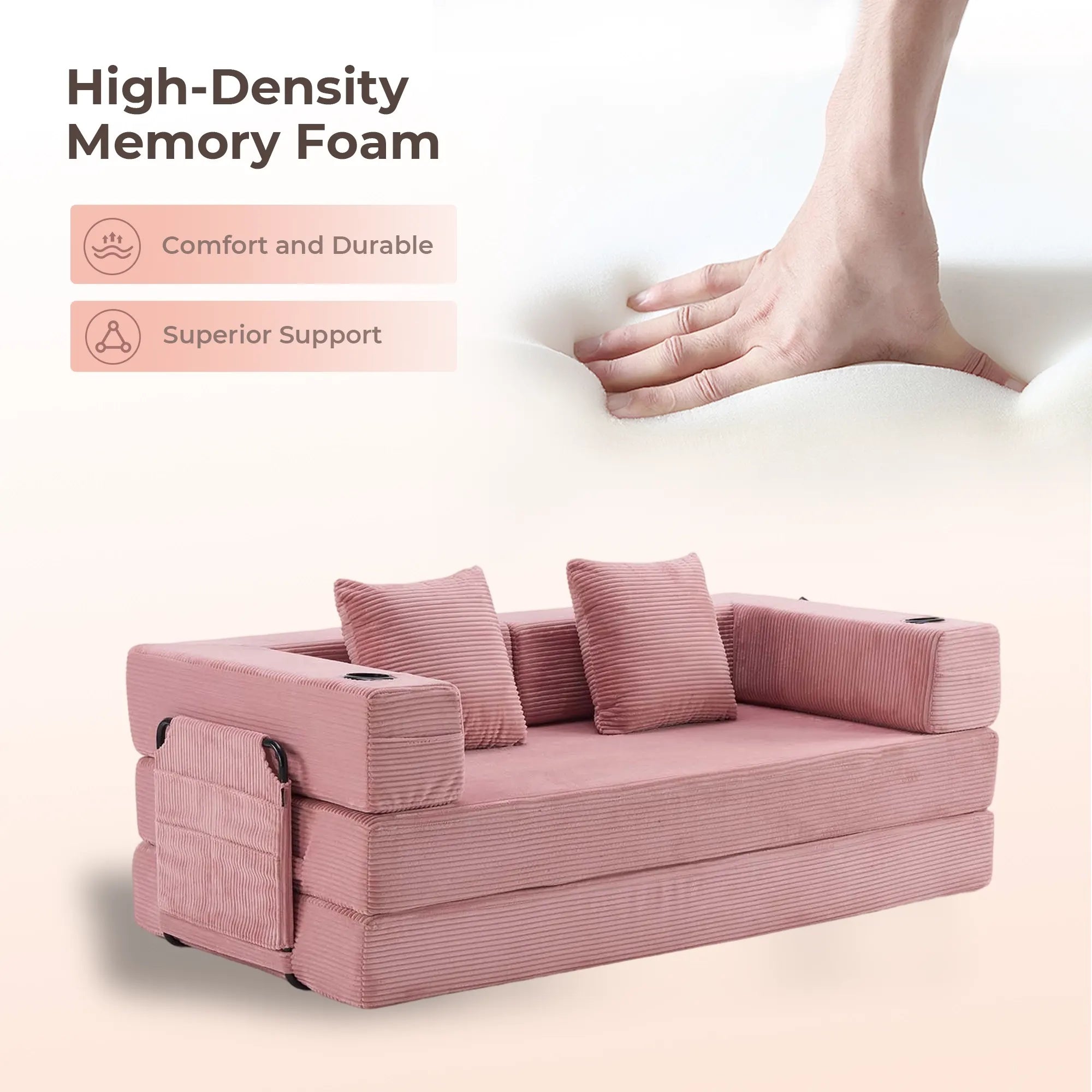 Selene Compressed Modular Sofa Bed-14.2" Seat Height