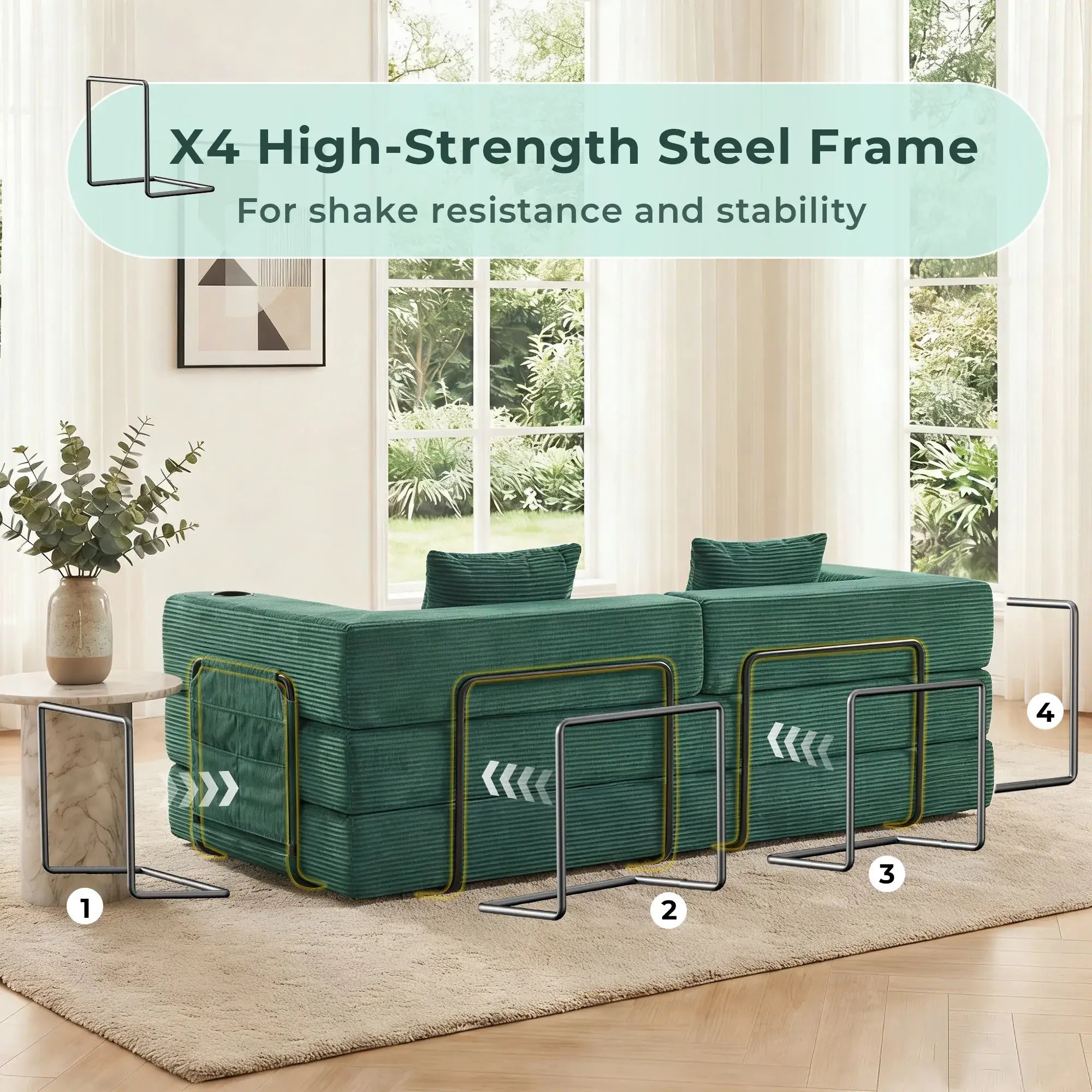 Selene Compressed Modular Sofa Bed-14.2" Seat Height