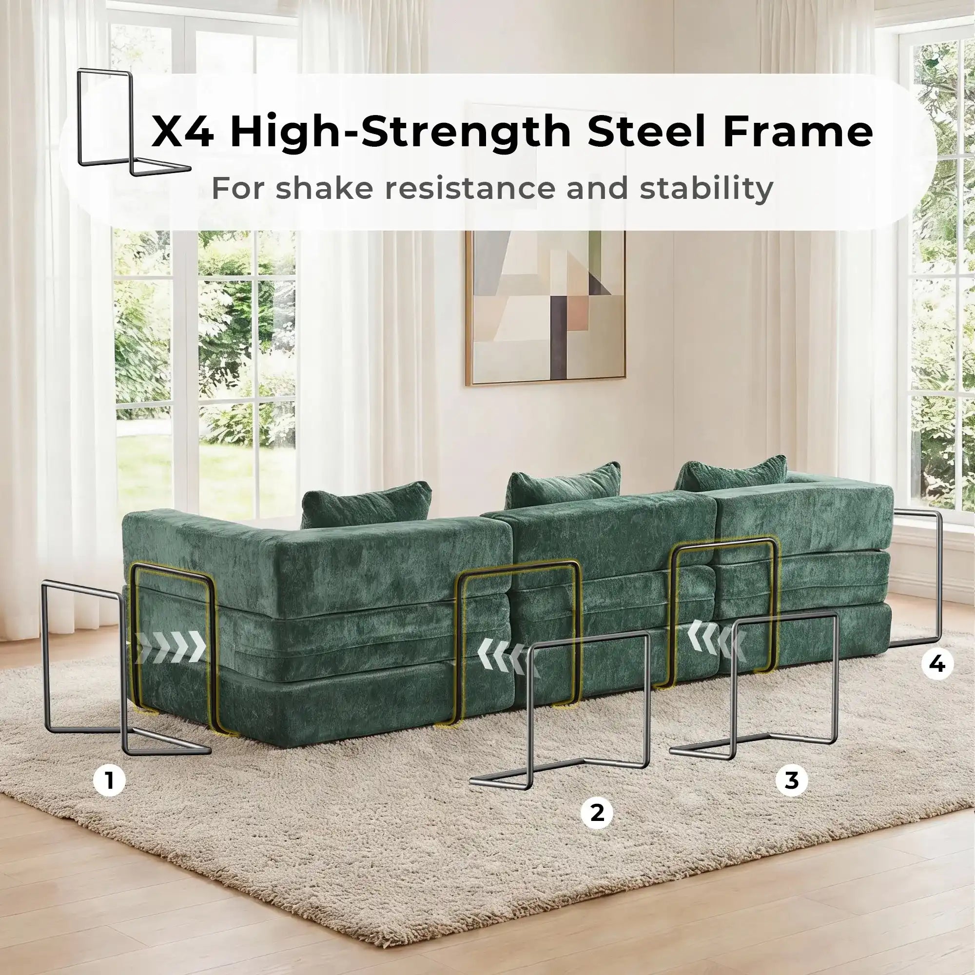 Selene Three-Seater Compressed Modular Sofa -14.2" Seat Height