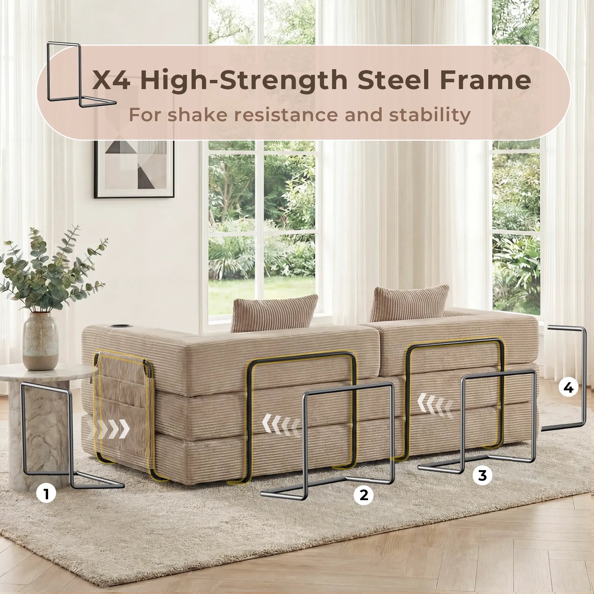 Selene Compressed Modular Sofa Bed-14.2" Seat Height