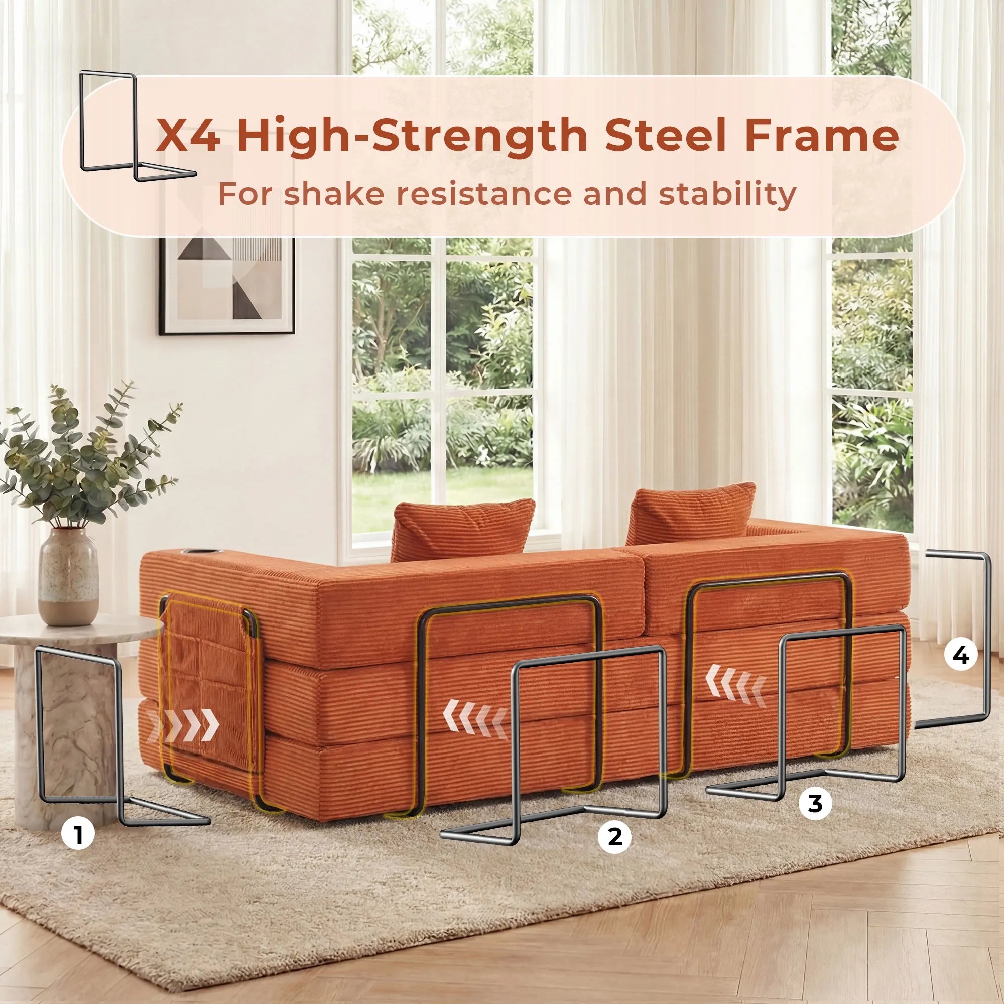 Selene Compressed Modular Sofa Bed-14.2" Seat Height