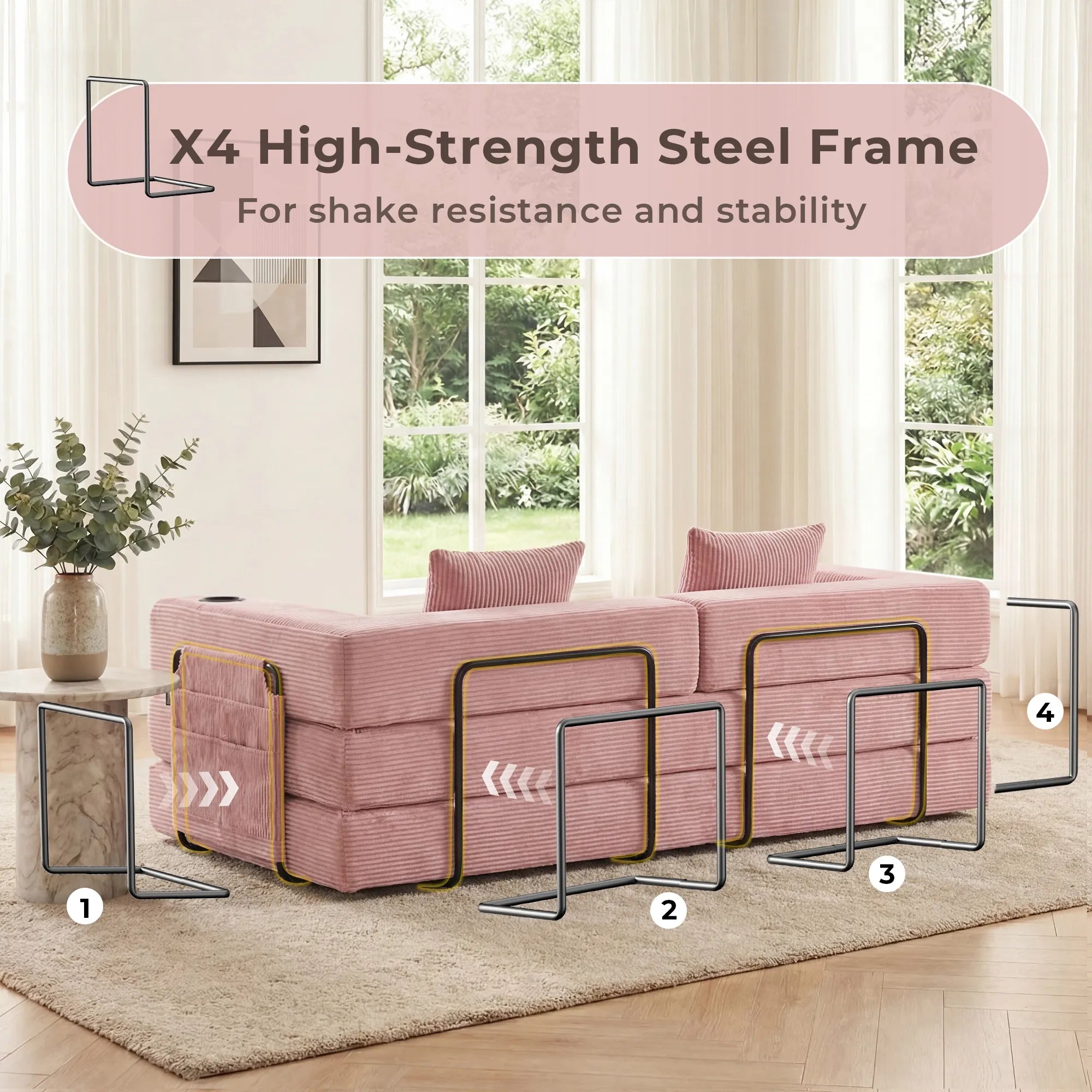 Selene Compressed Modular Sofa Bed-14.2" Seat Height