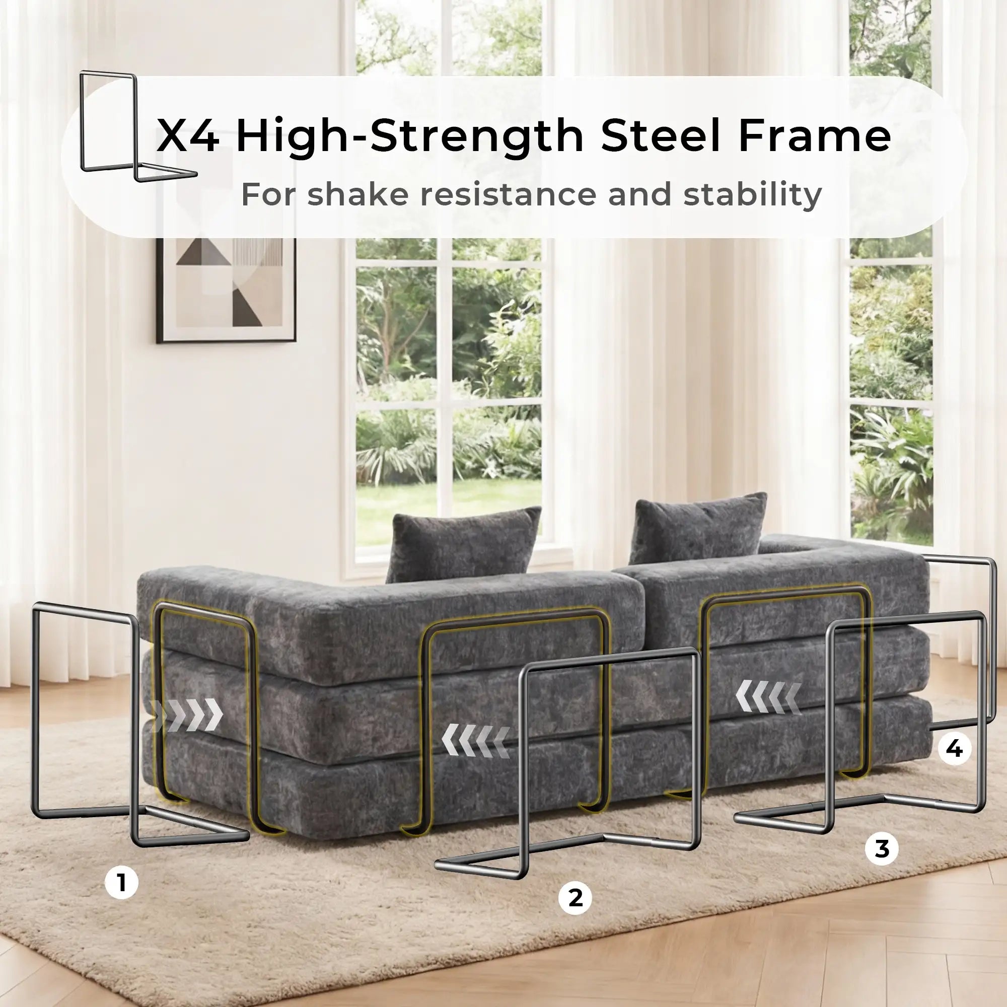 Selene Compressed Modular Sofa Bed-14.2" Seat Height