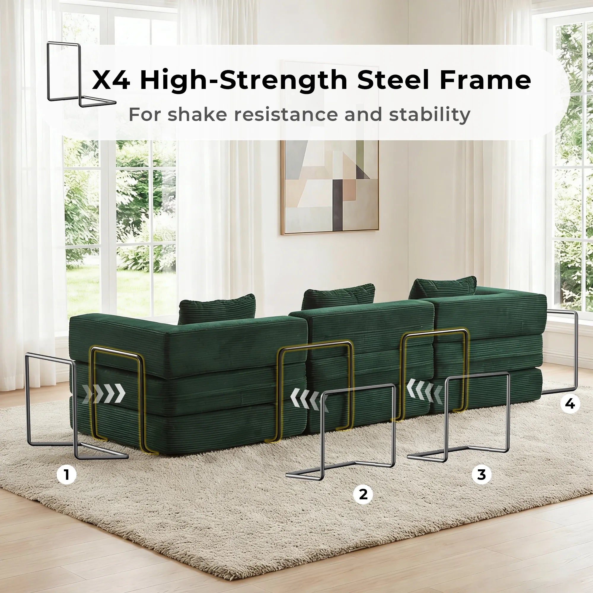 Selene Three-Seater Compressed Modular Sofa -14.2" Seat Height