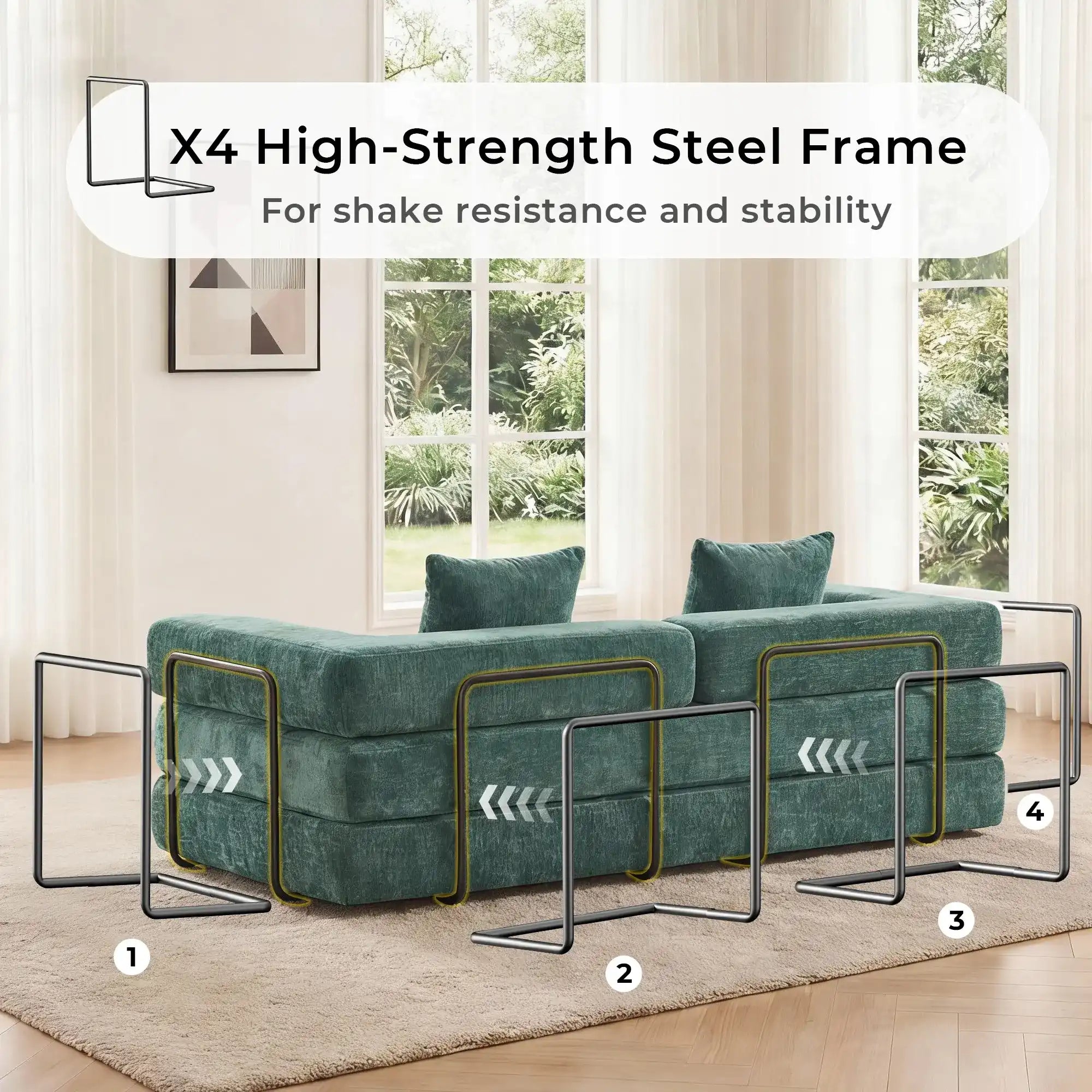 Selene Compressed Modular Sofa Bed-14.2" Seat Height