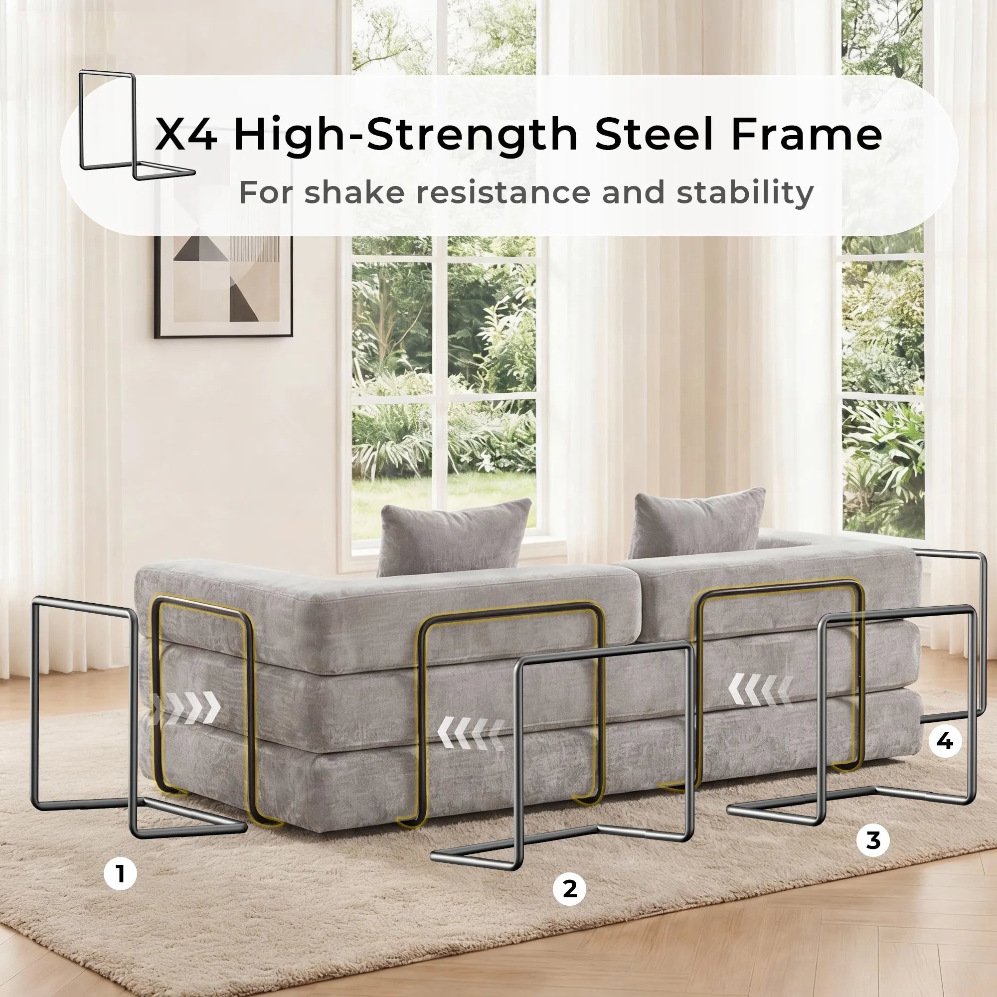 Selene Compressed Modular Sofa Bed-14.2" Seat Height