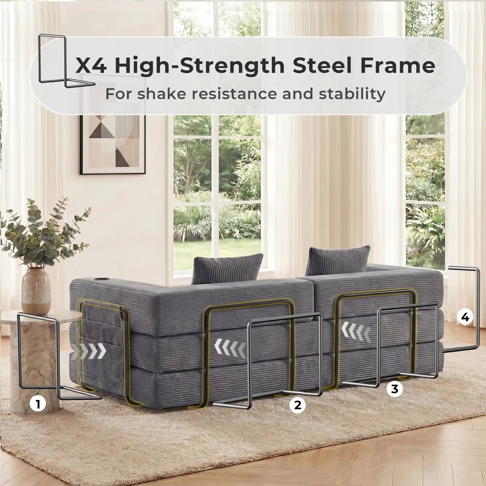 Selene Compressed Modular Sofa Bed-14.2" Seat Height