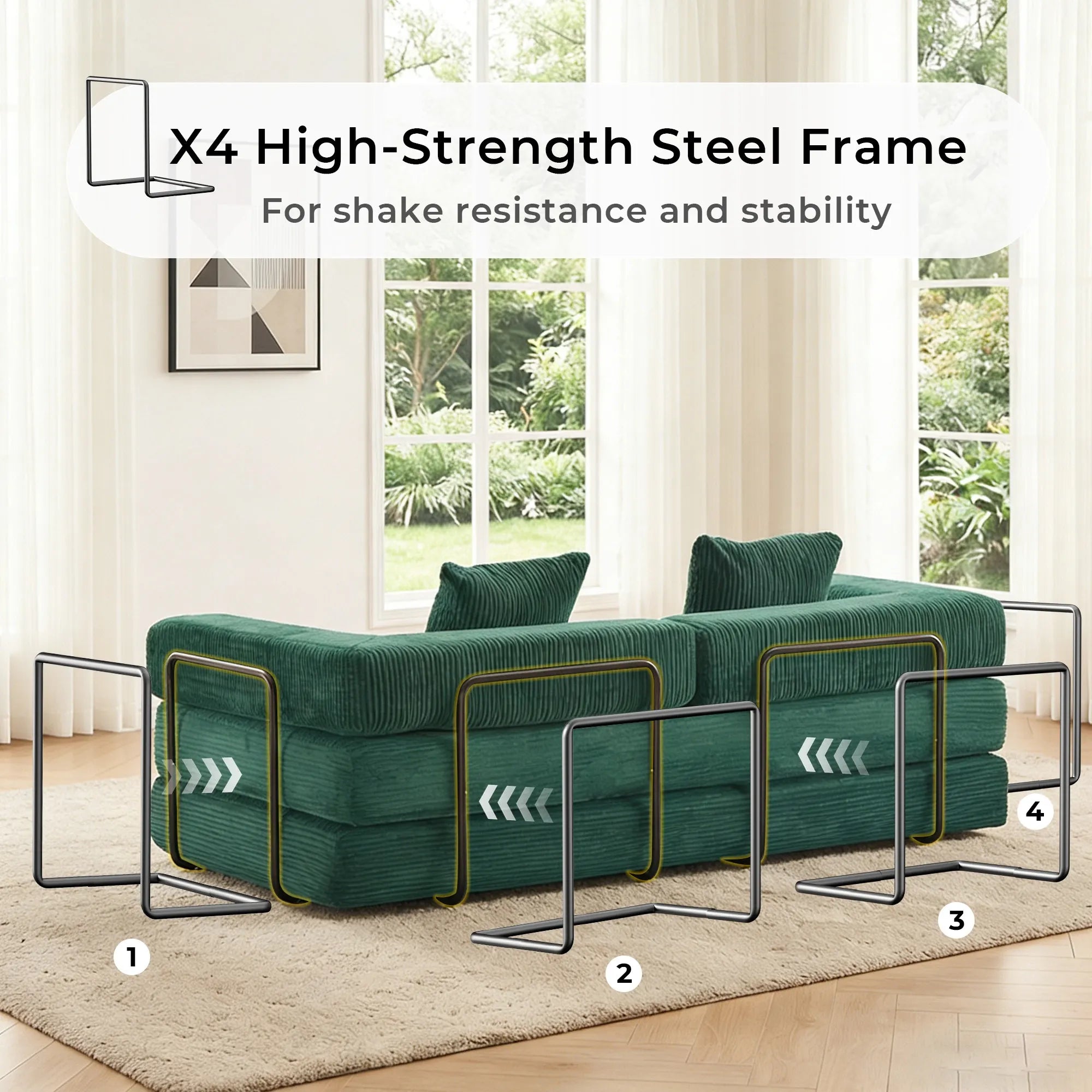 Selene Compressed Modular Sofa Bed-14.2" Seat Height