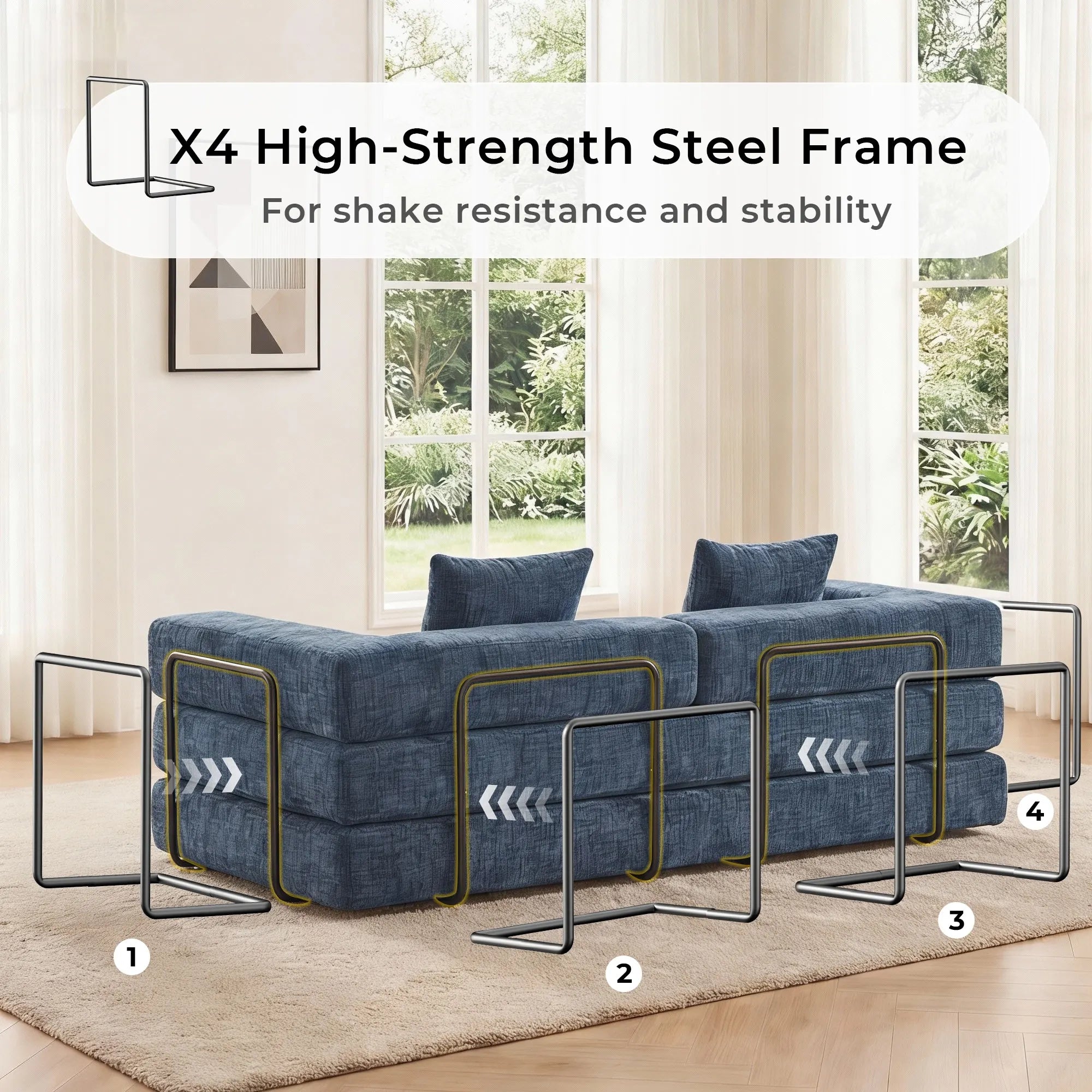 Selene Compressed Modular Sofa Bed-14.2" Seat Height