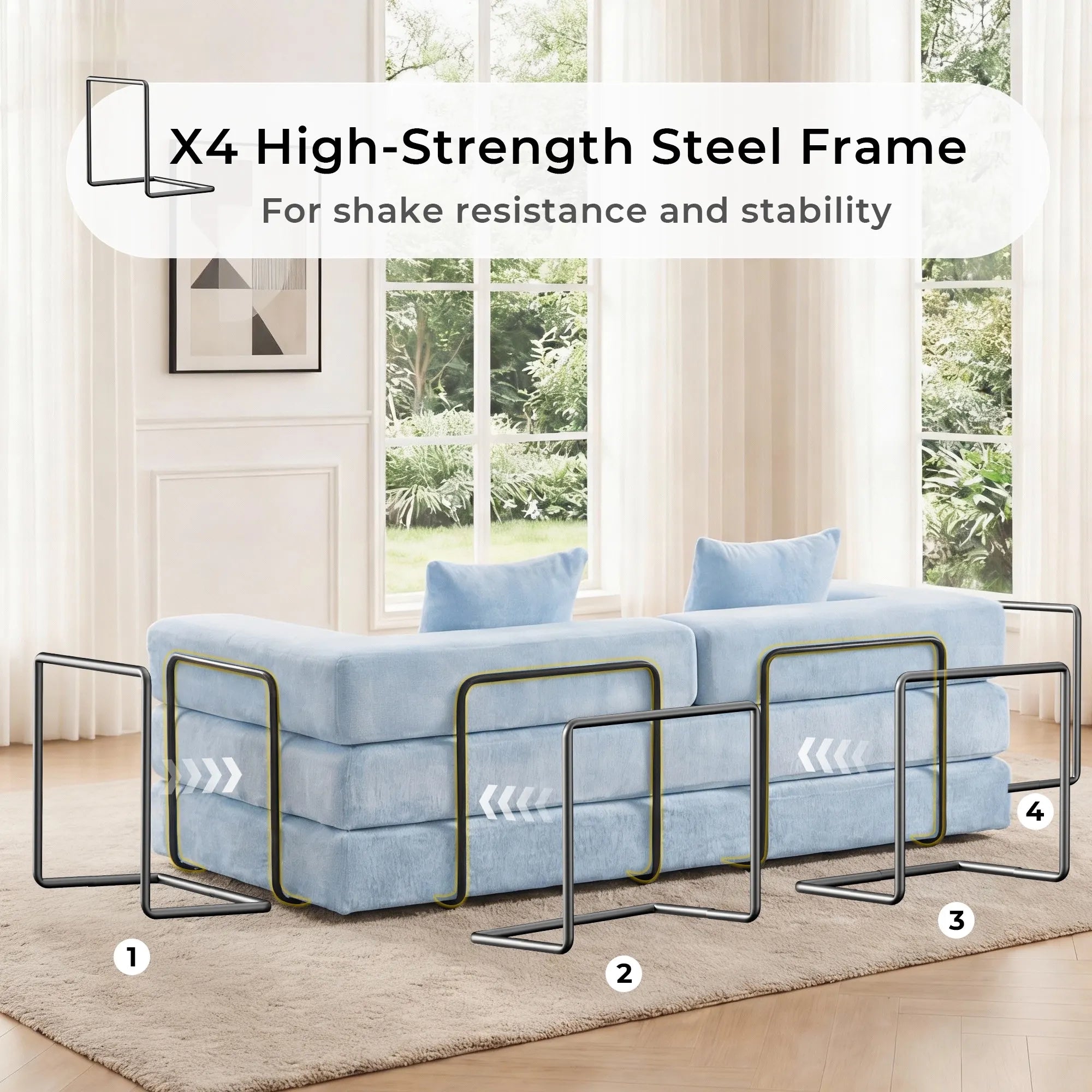 Selene Compressed Modular Sofa Bed-14.2" Seat Height