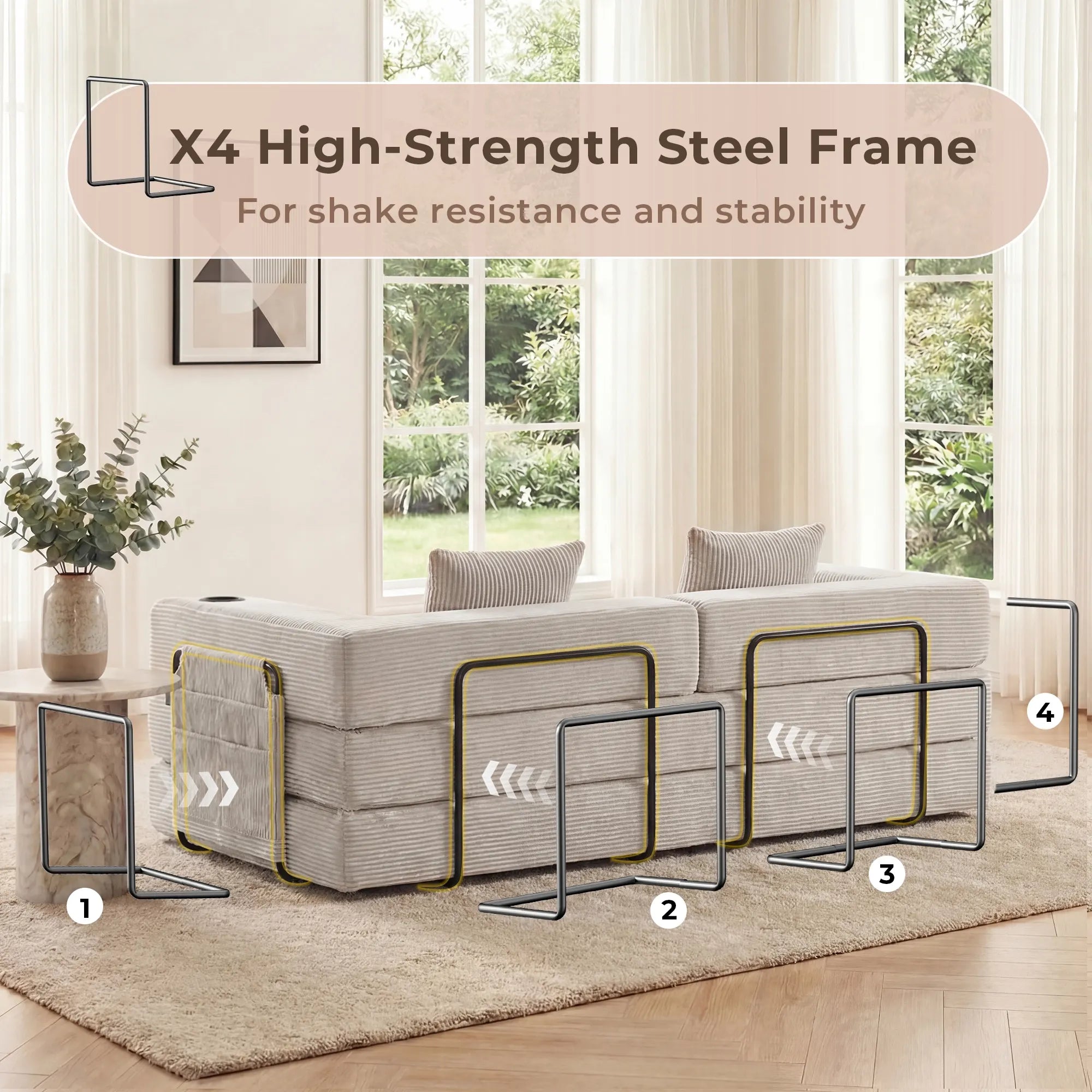 Selene Compressed Modular Sofa Bed-14.2" Seat Height