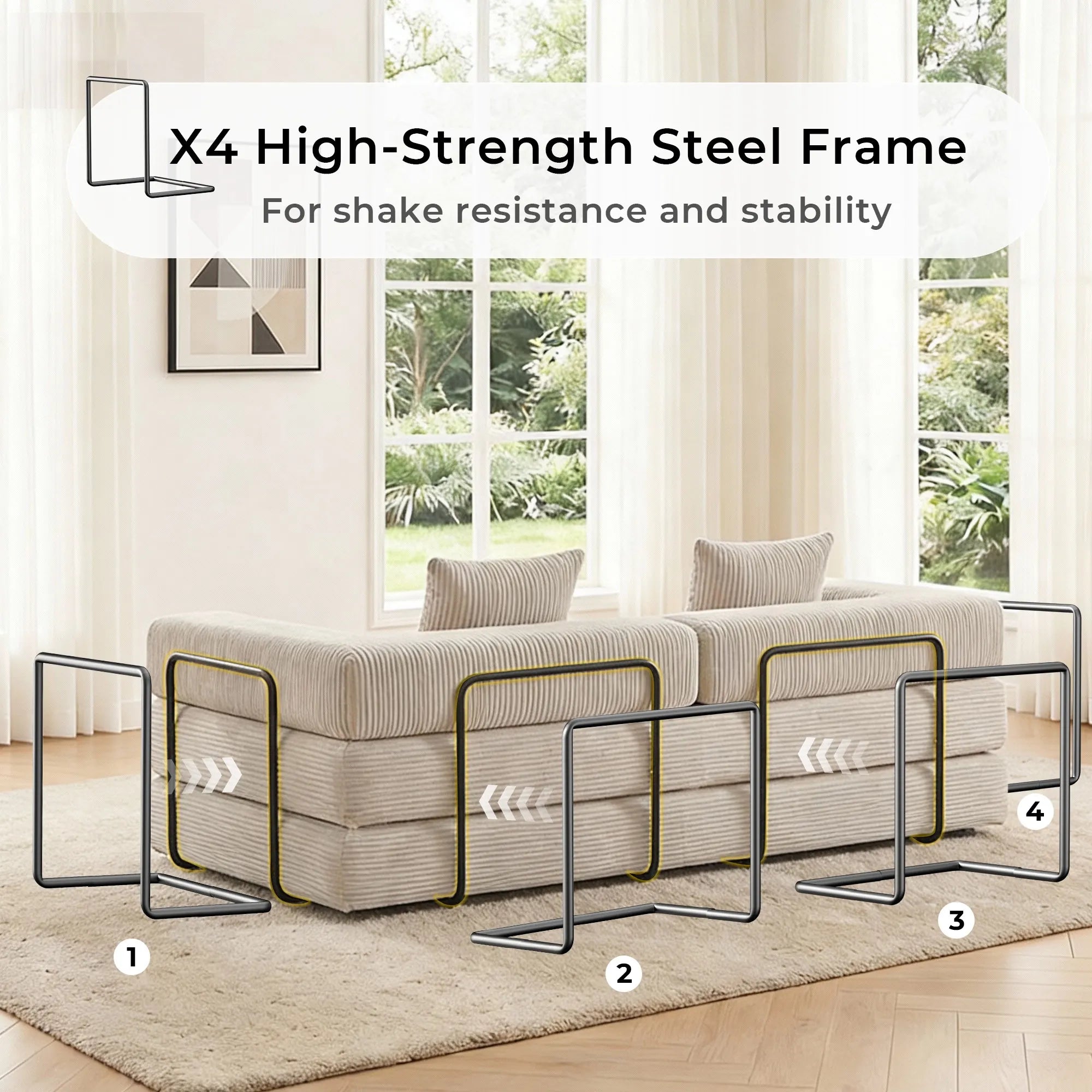 Selene Compressed Modular Sofa Bed-14.2" Seat Height