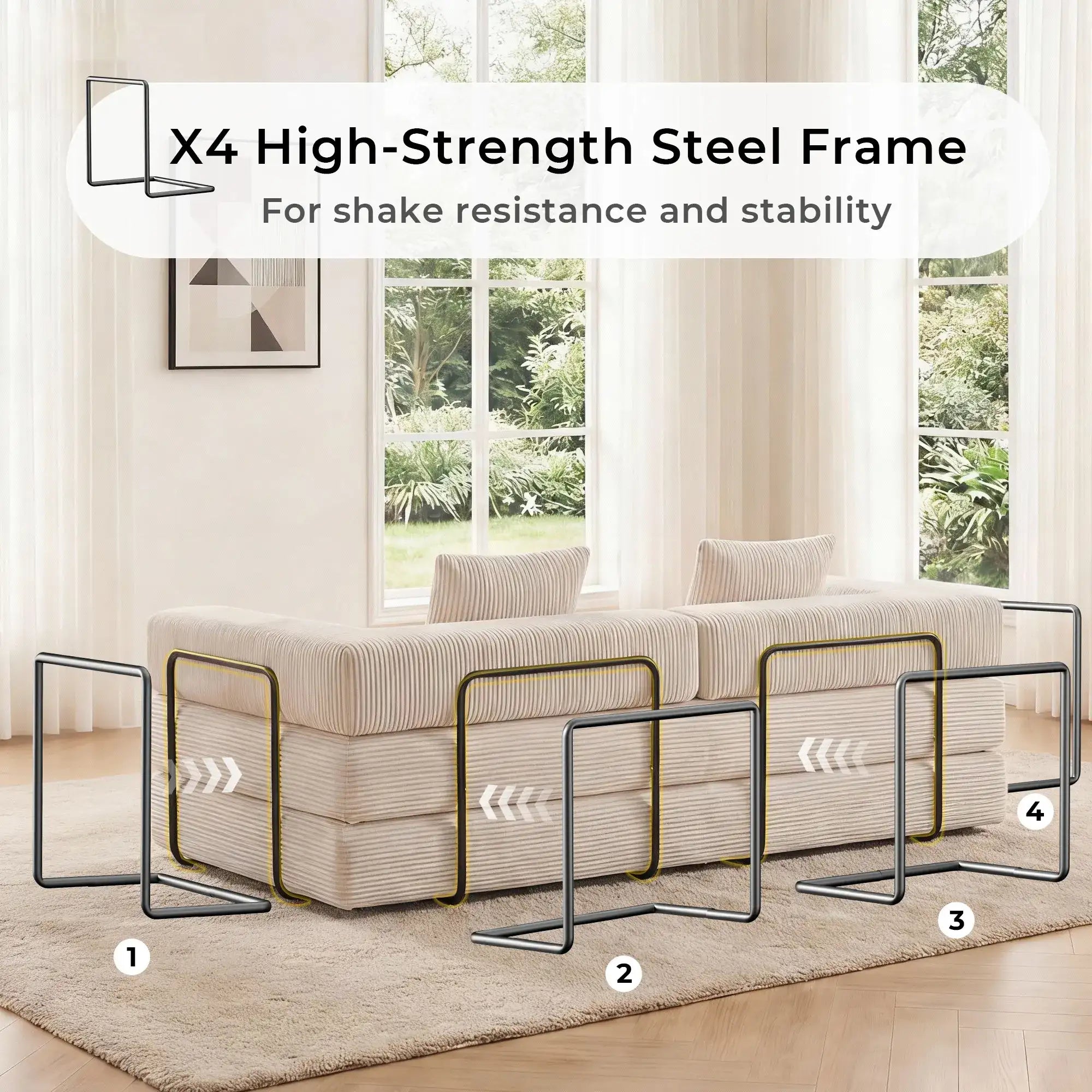 Selene Compressed Modular Sofa Bed-14.2" Seat Height