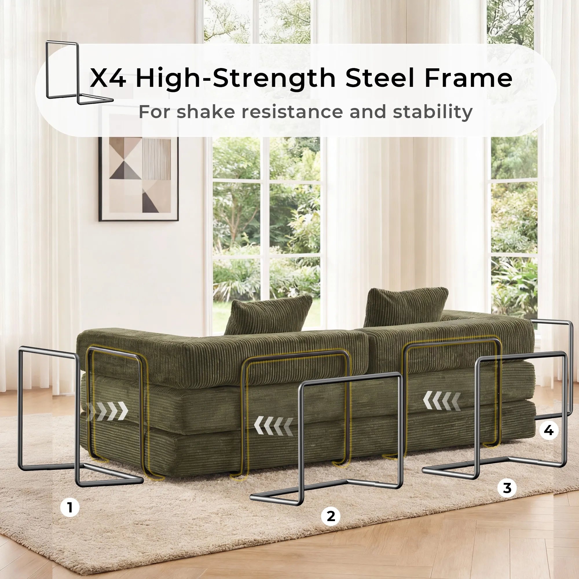 Selene Compressed Modular Sofa Bed-14.2" Seat Height