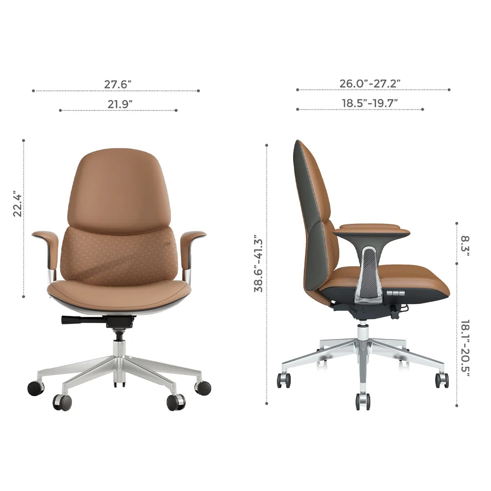 Nyla Mid-Back Leather Chair with Easy Adjustment